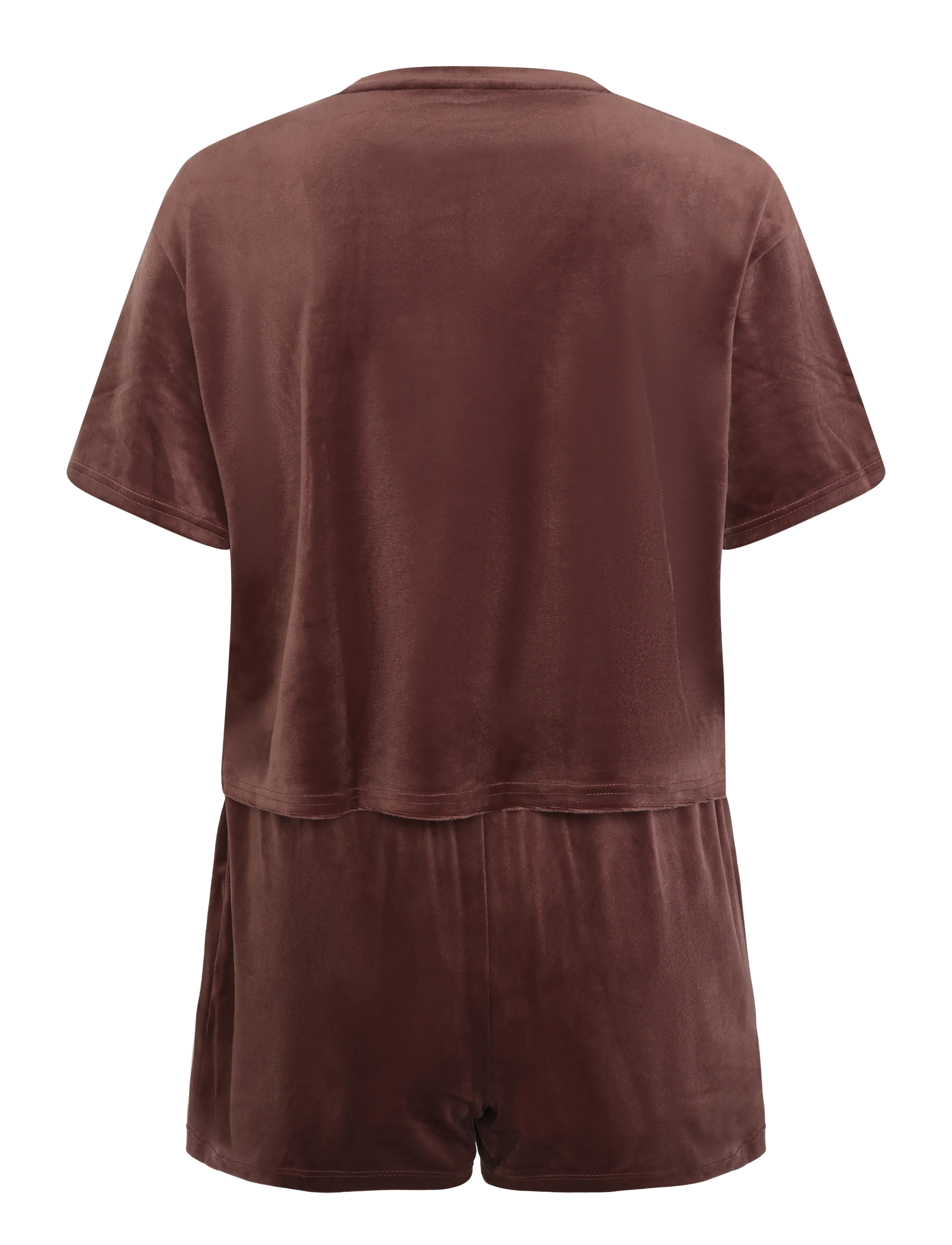 Hunkemöller - PJ SS VELOURS POCKET - deep mahogany - 1
