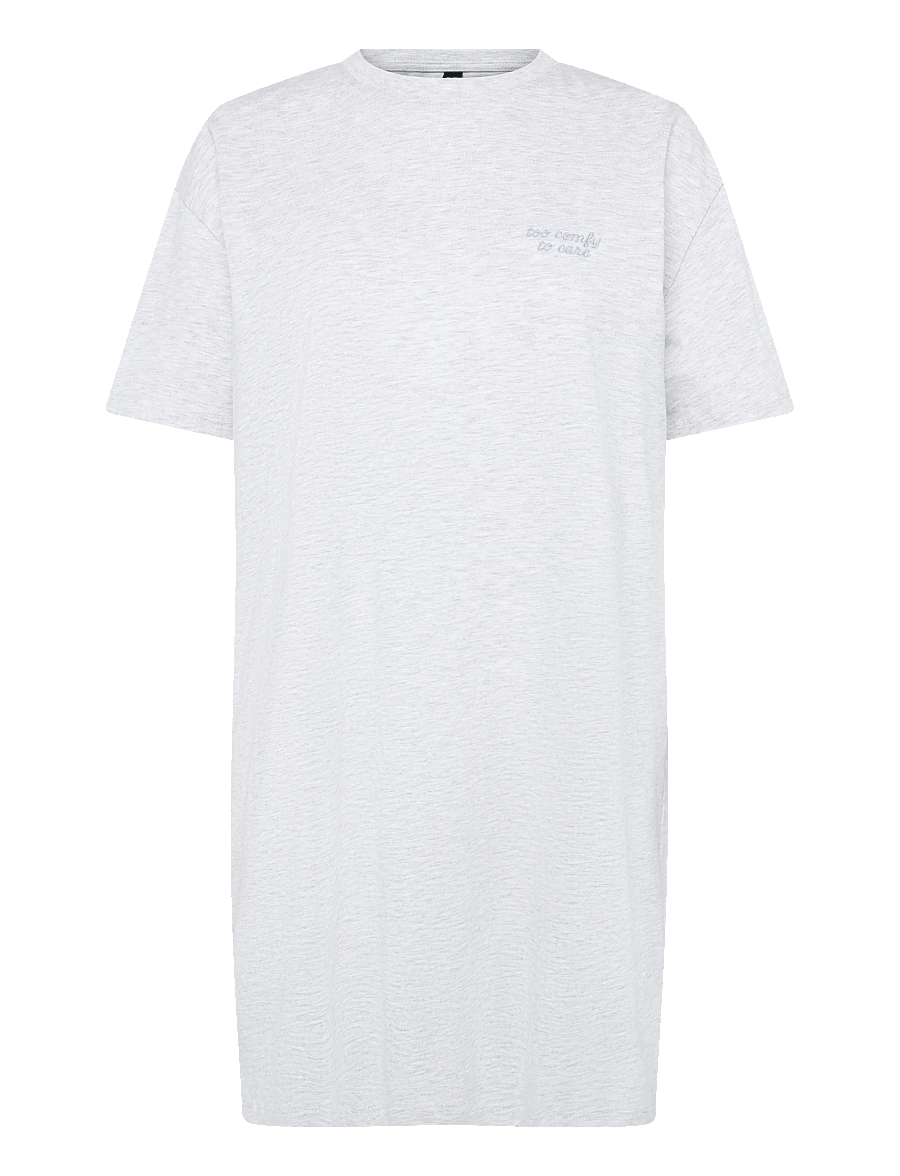 Hunkemöller - NIGHTIE BOXY R-NECK COMFY - t-shirt-kleider - soft grey melange - 1