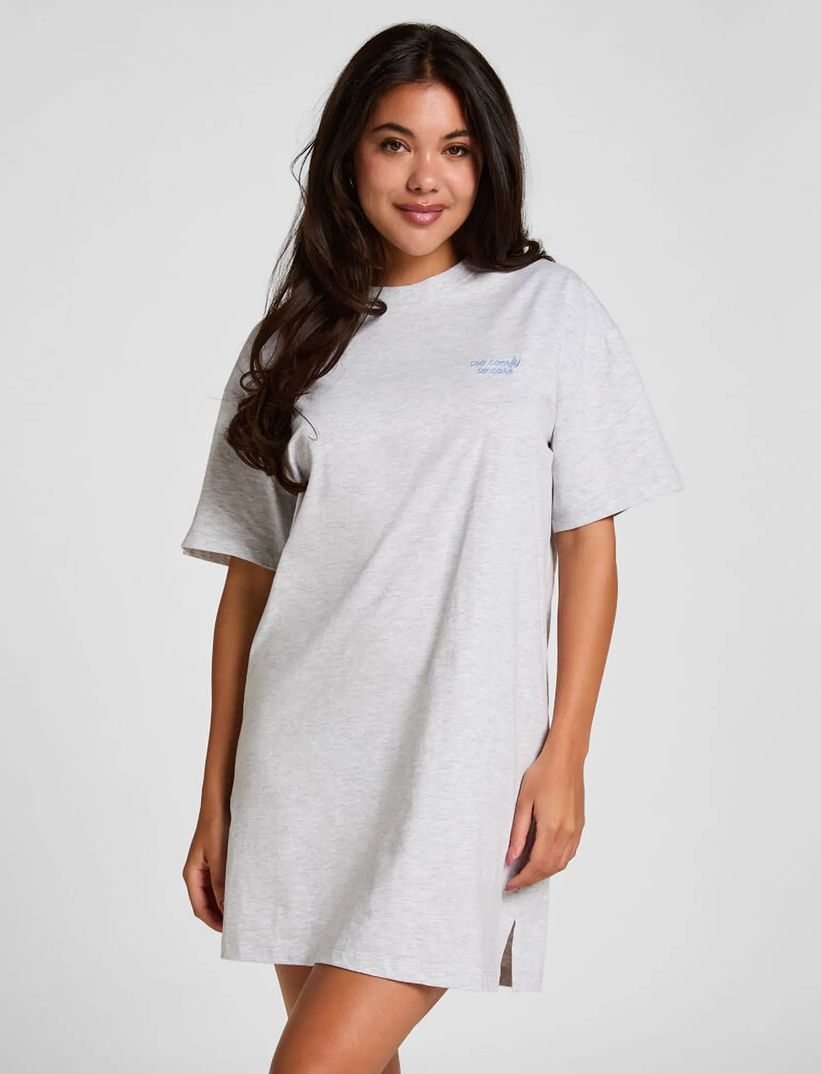 Hunkemöller NIGHTIE BOXY R-NECK COMFY - Clothing - SOFT GREY MELANGE / grey