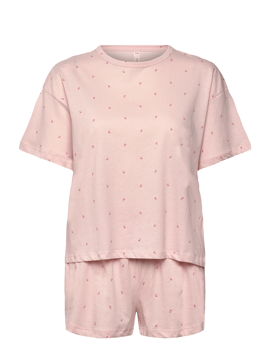 Hunkemöller - Pj Ss Short Co Jersey Print - lotus - 1