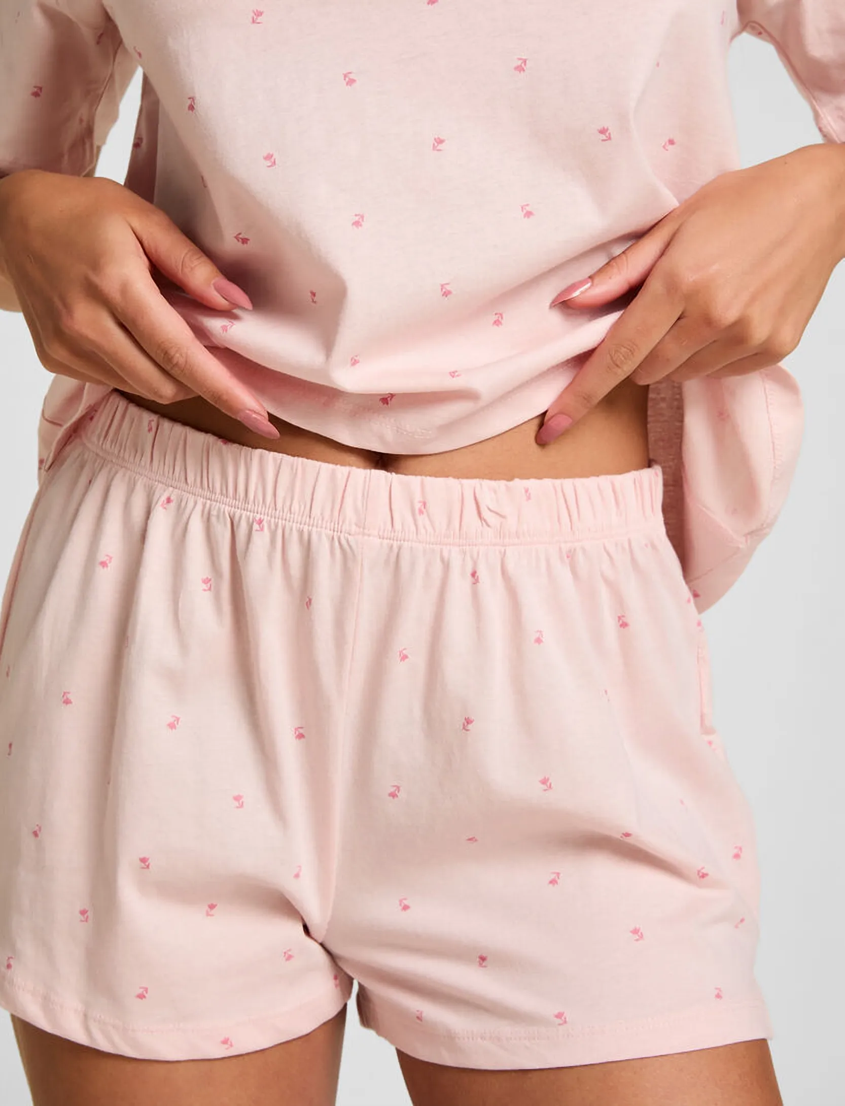 Hunkemöller - Pj Ss Short Co Jersey Print - lotus - 5