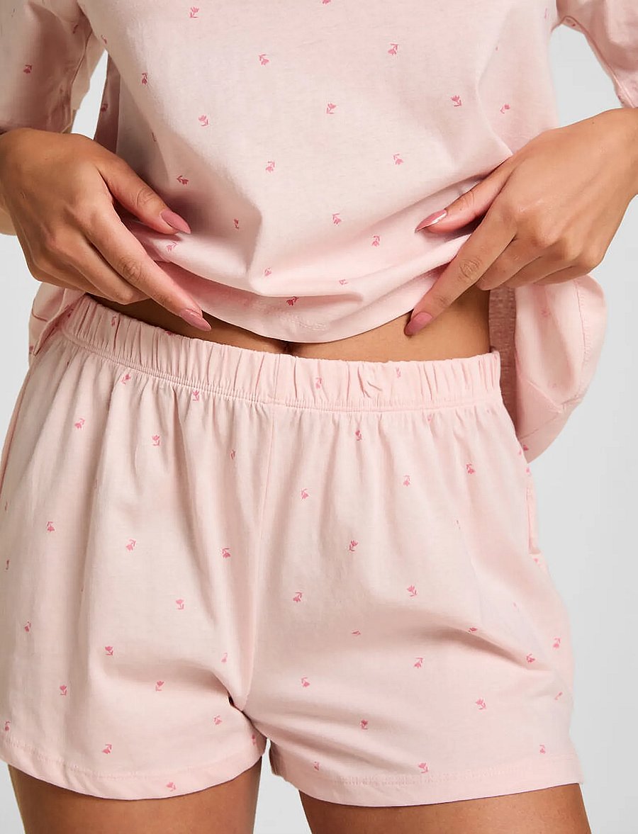 Hunkemöller - Pj Ss Short Co Jersey Print - lotus - 5