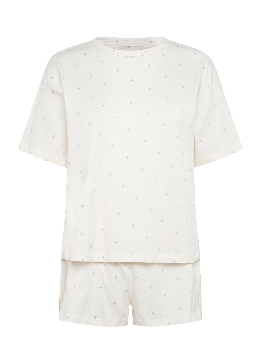Hunkemöller - Pj Ss Short Co Jersey Print - pyjamas - gardenia - 1
