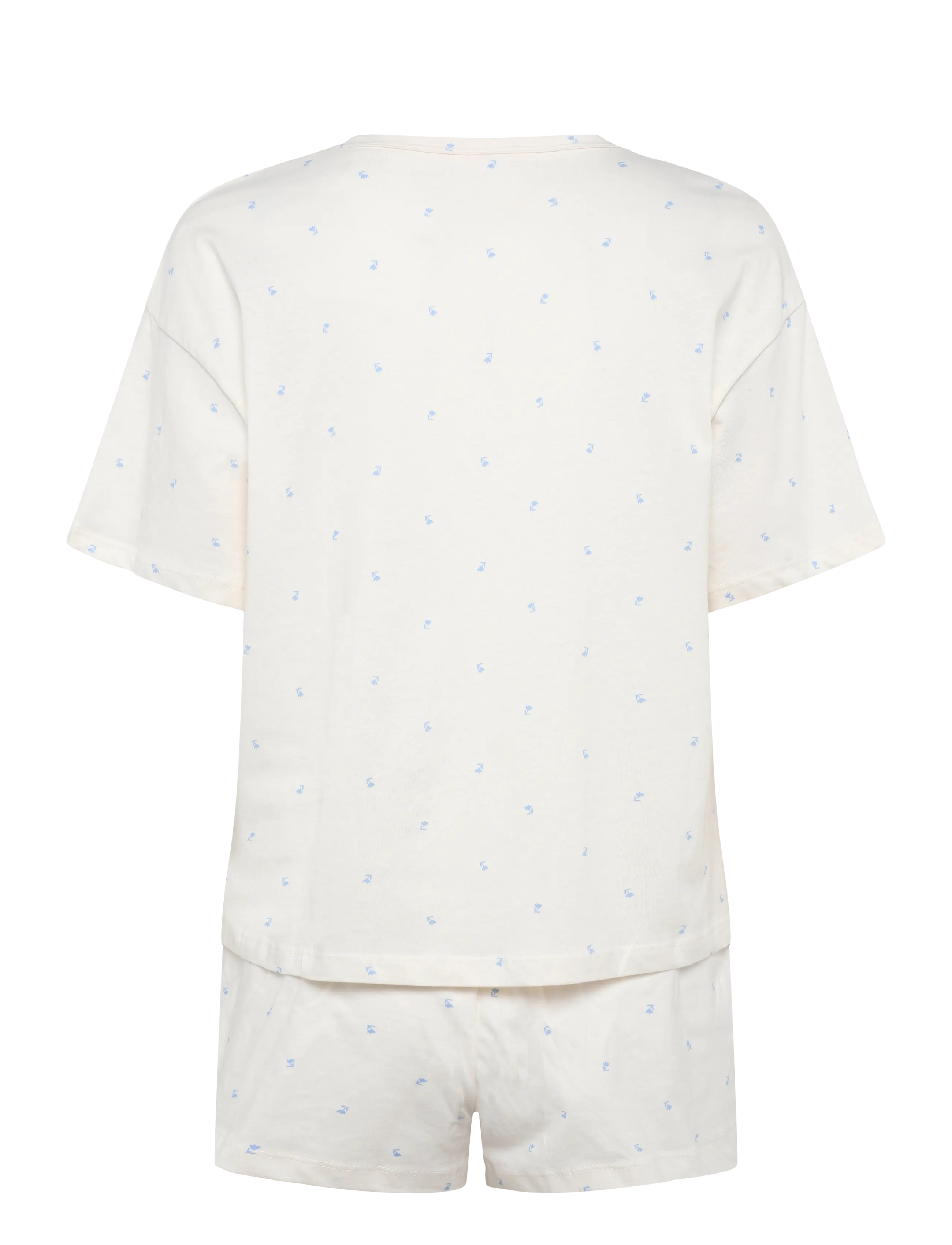 Hunkemöller - Pj Ss Short Co Jersey Print - die niedrigsten preise - gardenia - 2