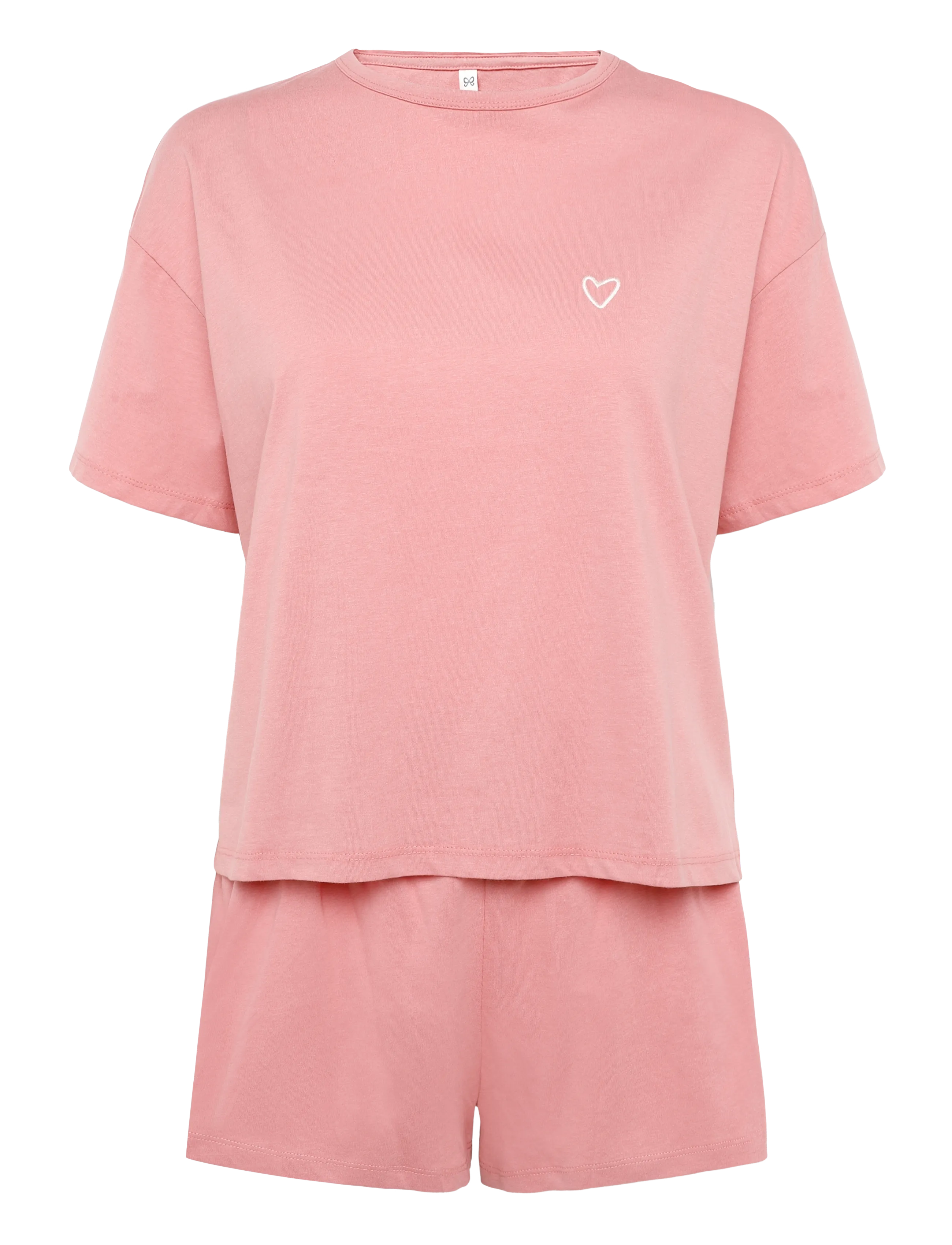 Hunkemöller PJ SS SHORT CO EMB HEART - Pyjamas - BRANDIED APRICOT / pink/rose