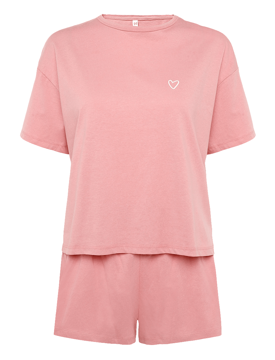 Hunkemöller - PJ SS SHORT CO EMB HEART - brandied apricot - 1