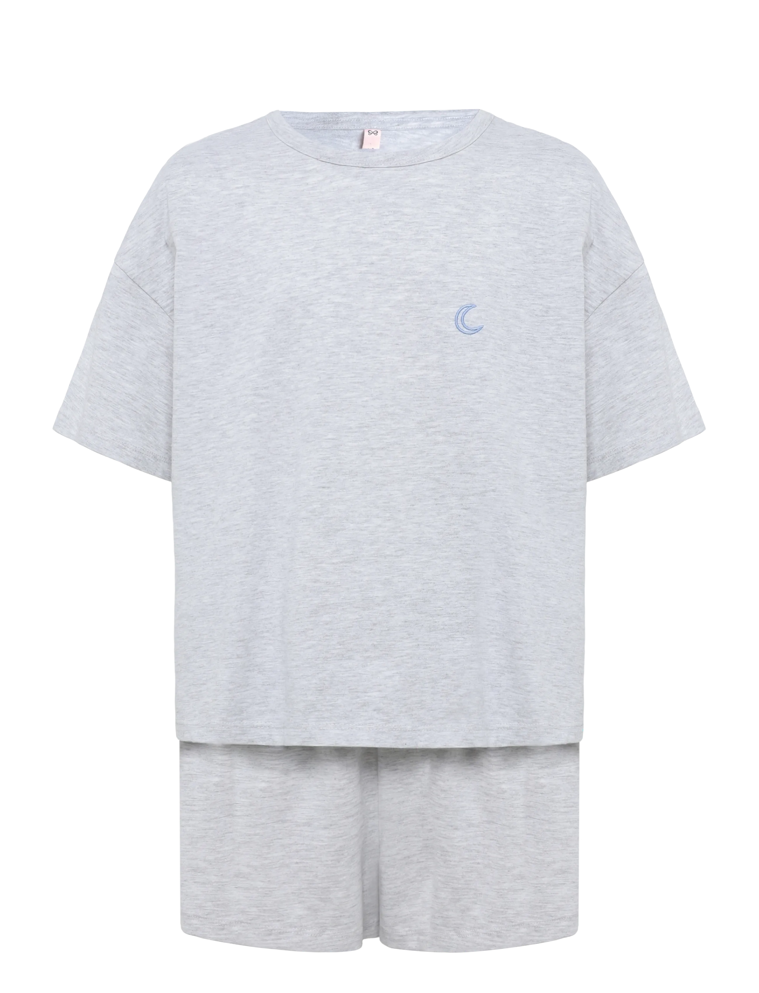 Hunkemöller Pj Ss Short Co Emb Moon - Unterwäsche - SOFT GREY MELANGE / grey