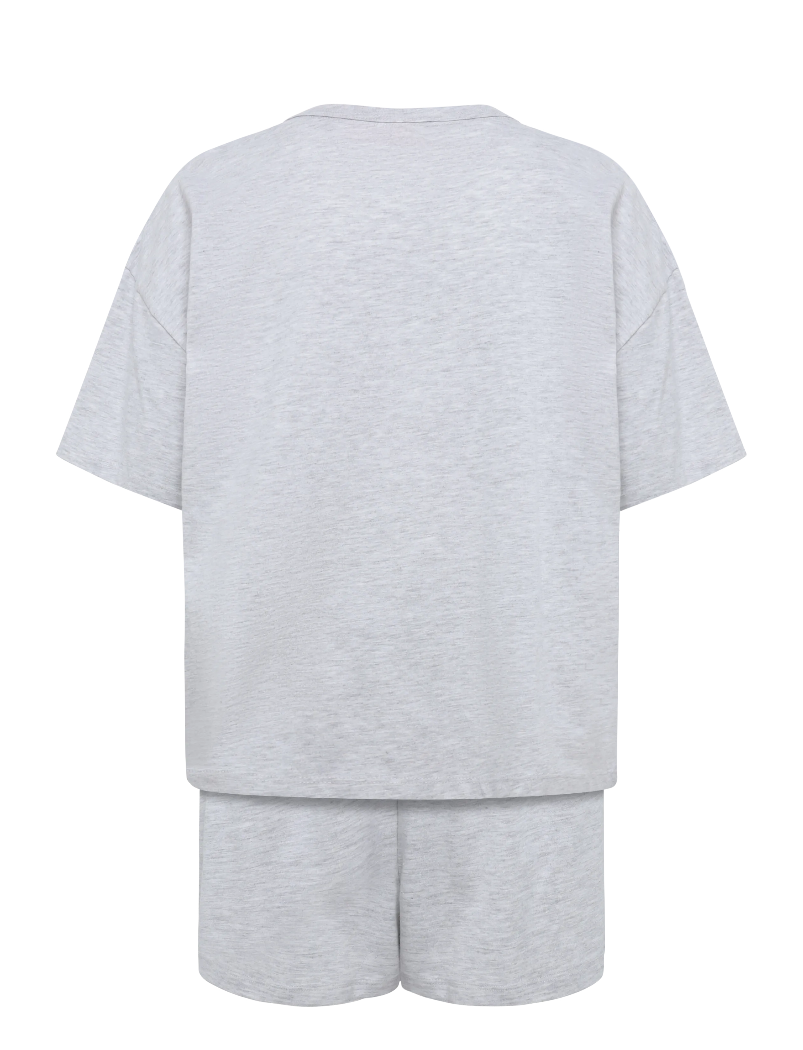 Hunkemöller - Pj Ss Short Co Emb Moon - soft grey melange - 2