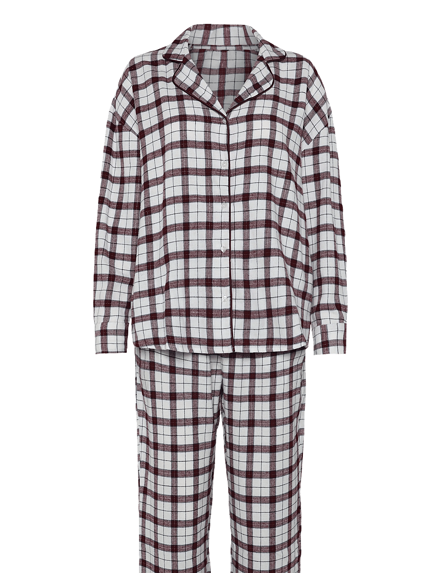 Hunkemöller - PJ LS FLANNEL TWILL CHECK EYEM - schlafmasken - gardenia - 0