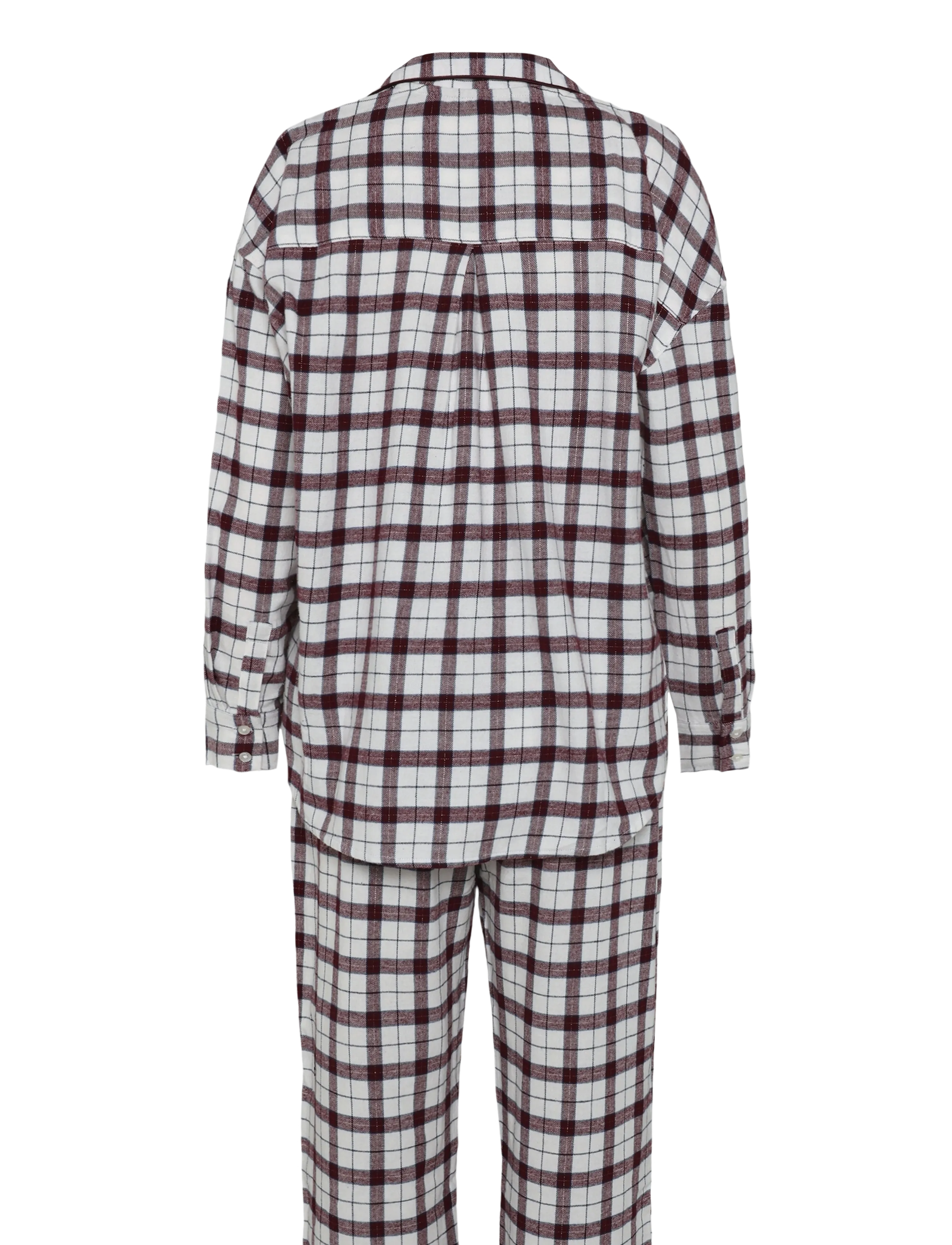 Hunkemöller - PJ LS FLANNEL TWILL CHECK EYEM - gardenia - 1
