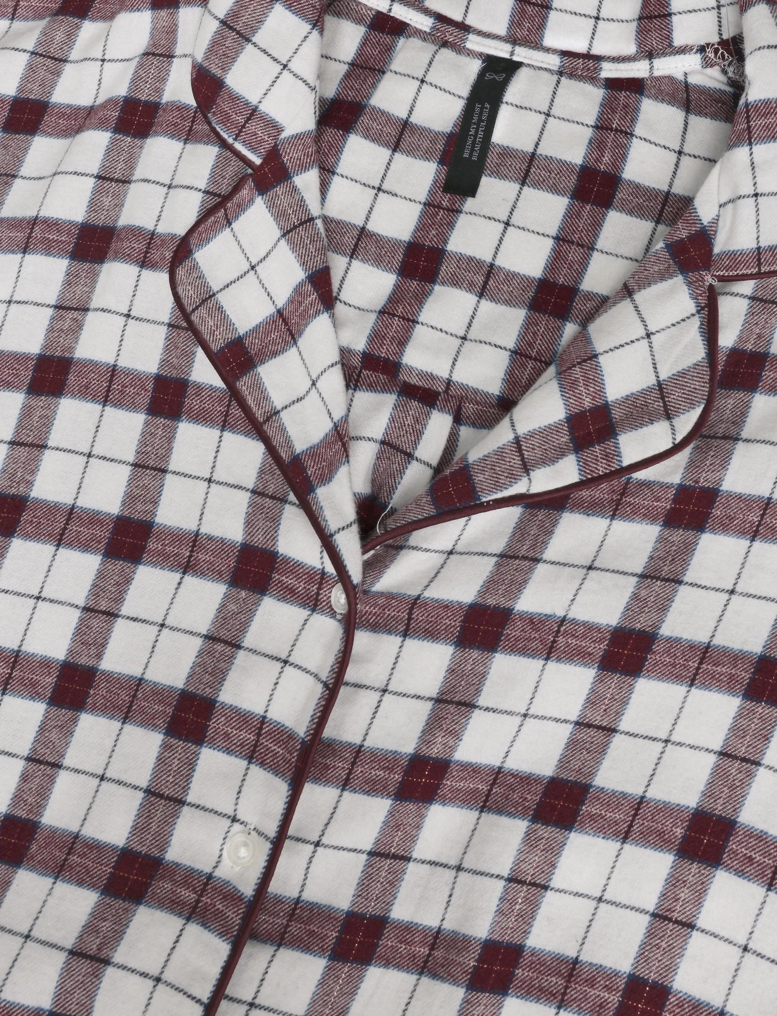 Hunkemöller - PJ LS FLANNEL TWILL CHECK EYEM - gardenia - 4