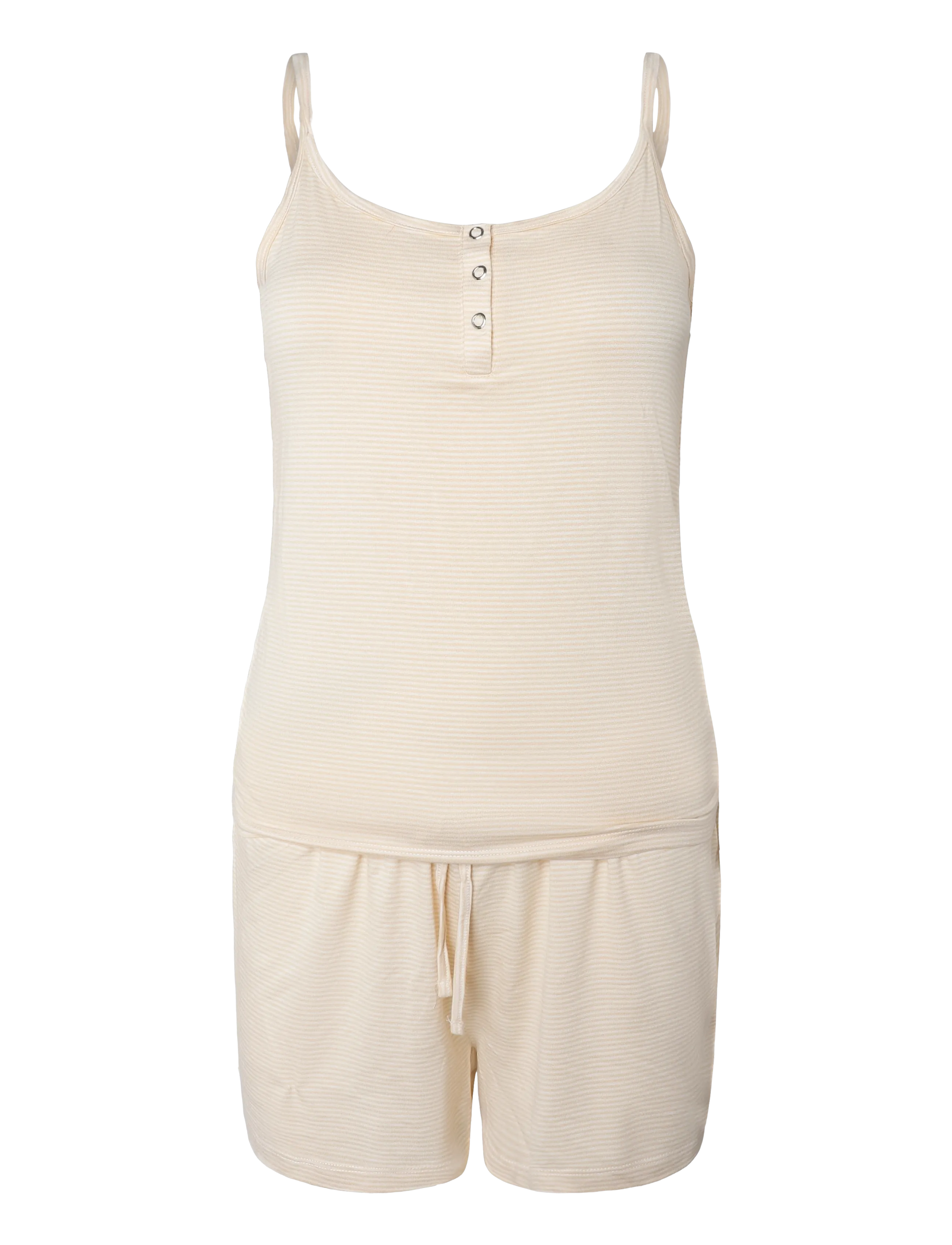 Hunkemöller Pj Cami Henley Thin Stripe - Pyjamas - VANILLA / cream
