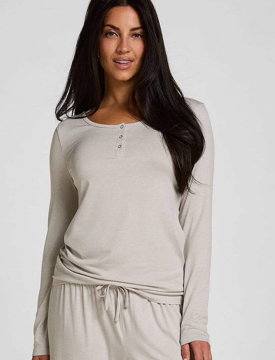 Hunkemöller - Pj Ls Henley Thin Stripe - pyjamas - vapor blue - 0