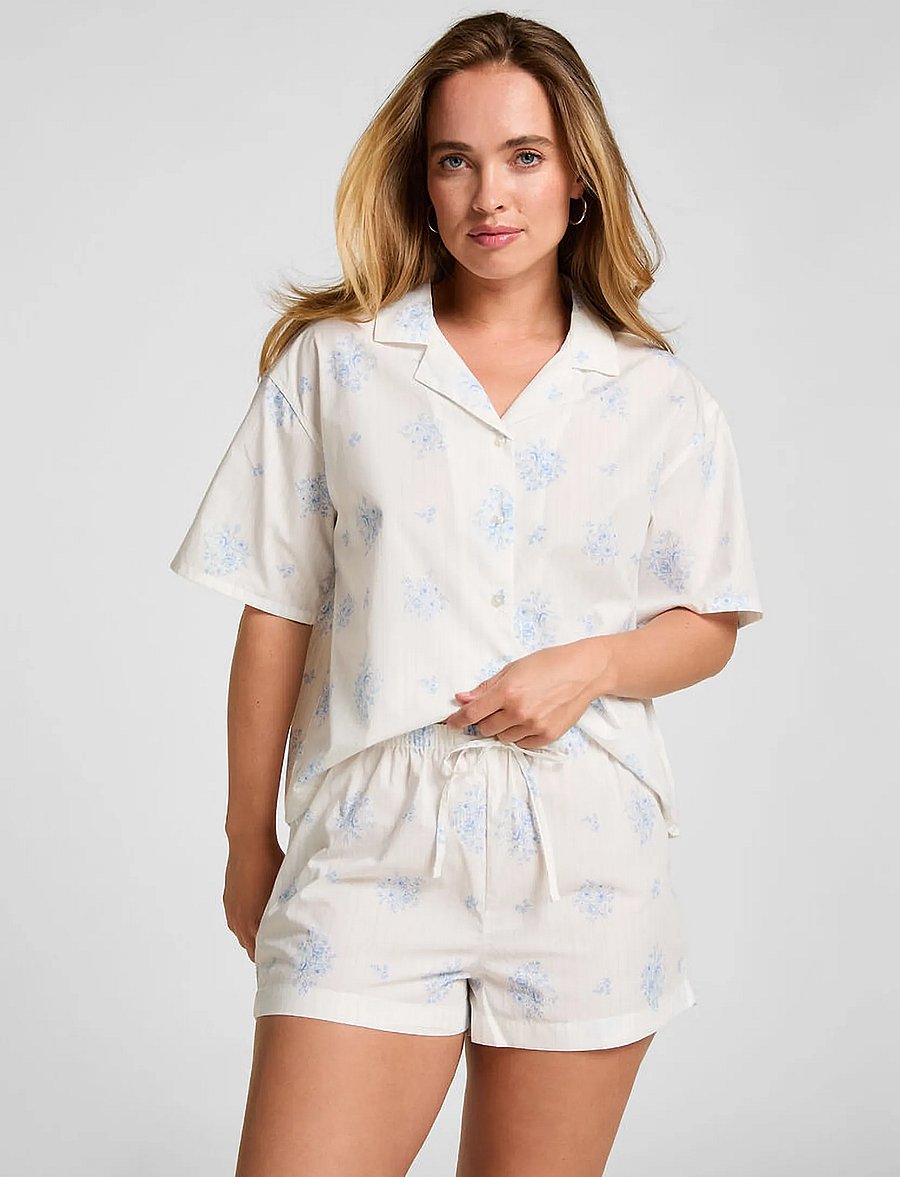Hunkemöller - PJ SS WOVEN PRINT - pyjamas - gardenia - 0