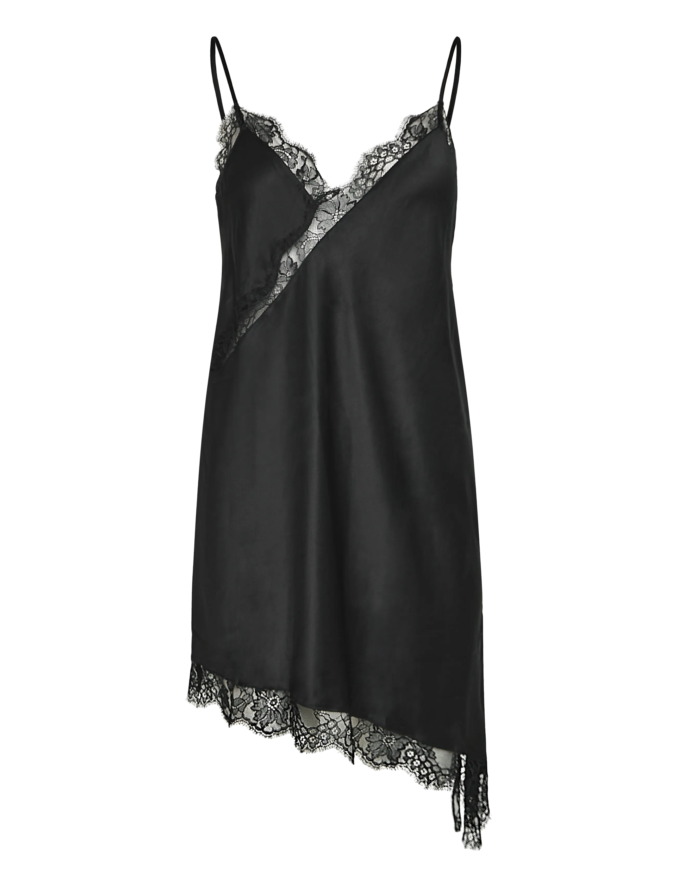 Hunkemöller SD SATIN LACE ASYMMETRIC - Naktiniai ir poilsio drabužiai - CAVIAR / black