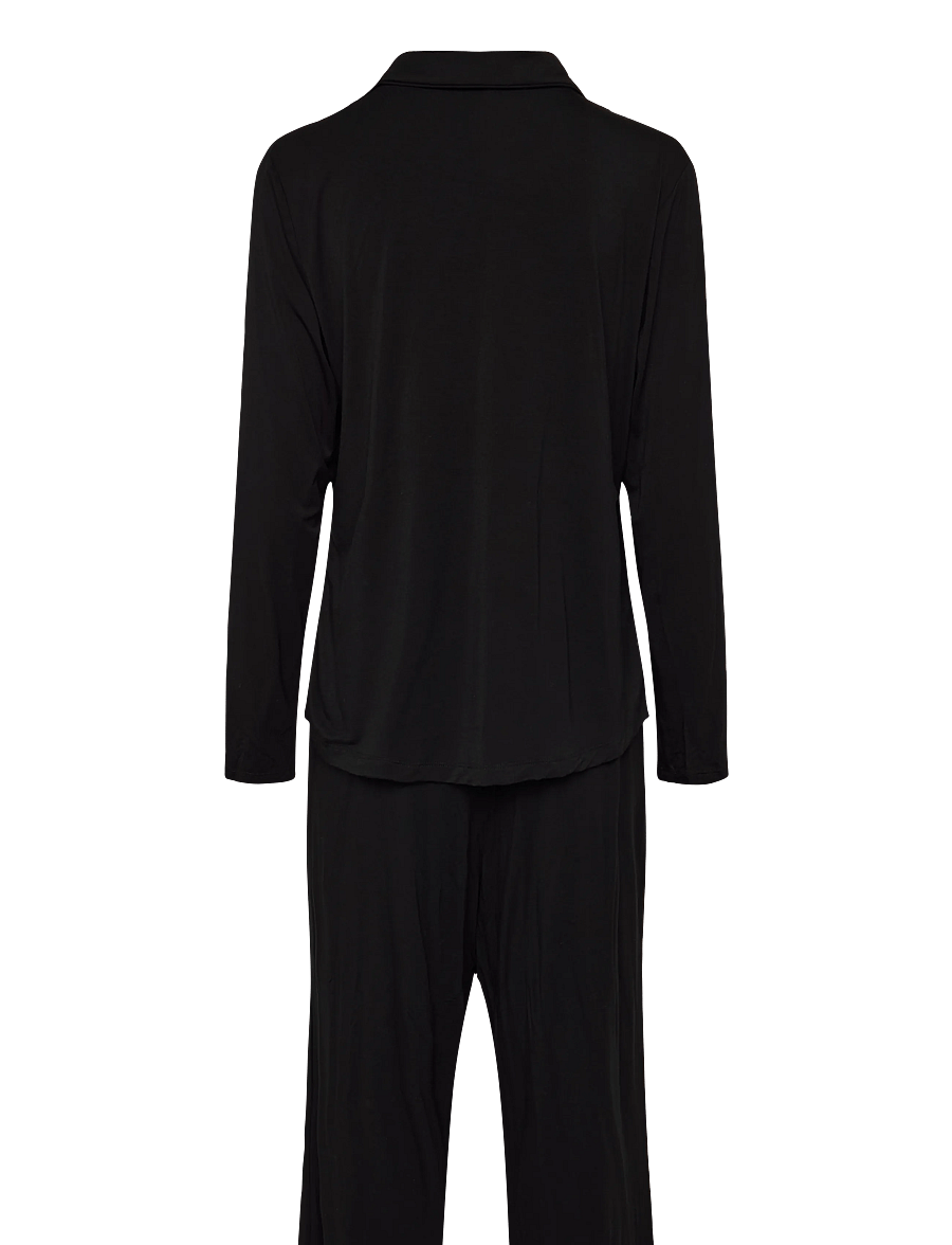 Hunkemöller - PJ LS JERSEY ESSENTIAL - långärmade skjortor - black - 1