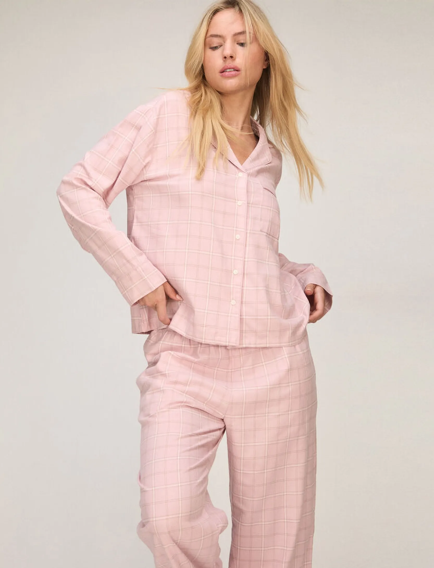 Hunkemöller PETITE PANT VIS CO WVN CHECK - Büromode - LOTUS / pink/rose