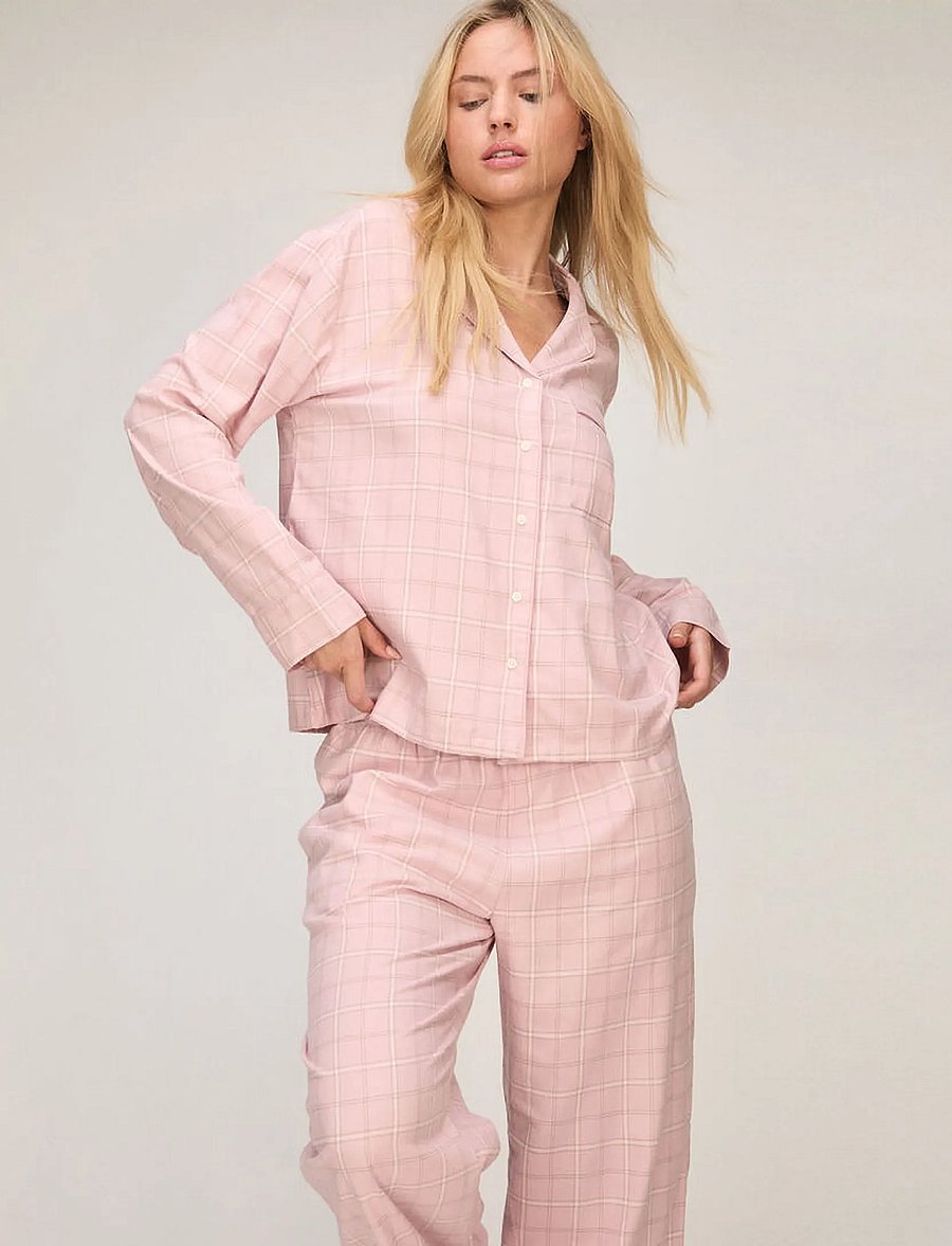 Hunkemöller - PETITE PANT VIS CO WVN CHECK - hose mit geradem bein - lotus - 0