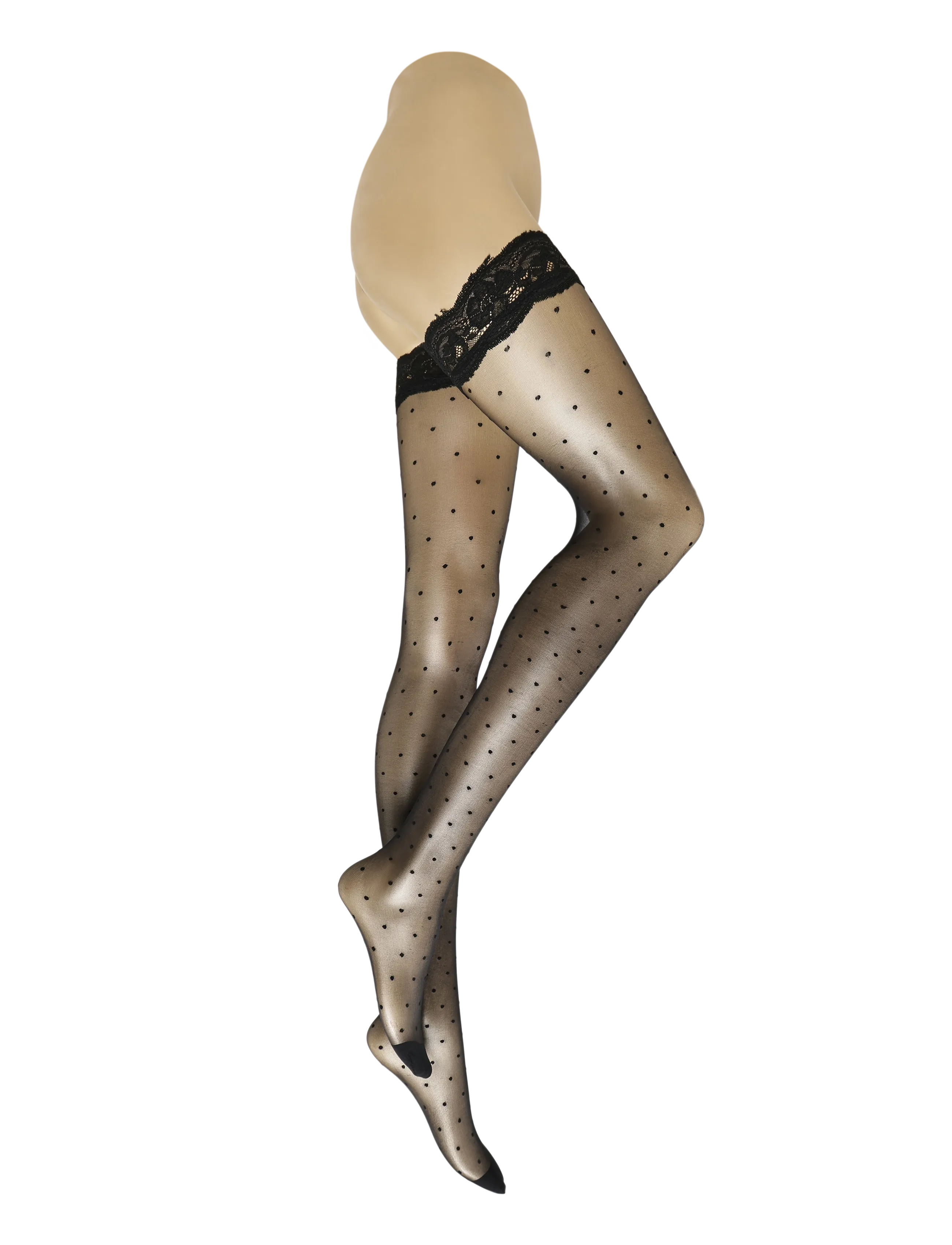 Hunkemöller - SU 15DEN LACE TOP DOTS - madalaimad hinnad - black - 3