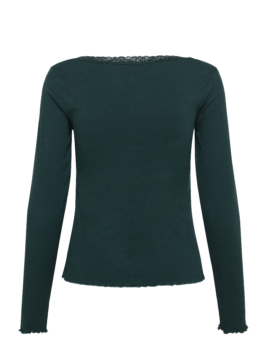 Hunkemöller - TOP LS JERSEY RIB LACE - oberteile - ponderosa pine - 2
