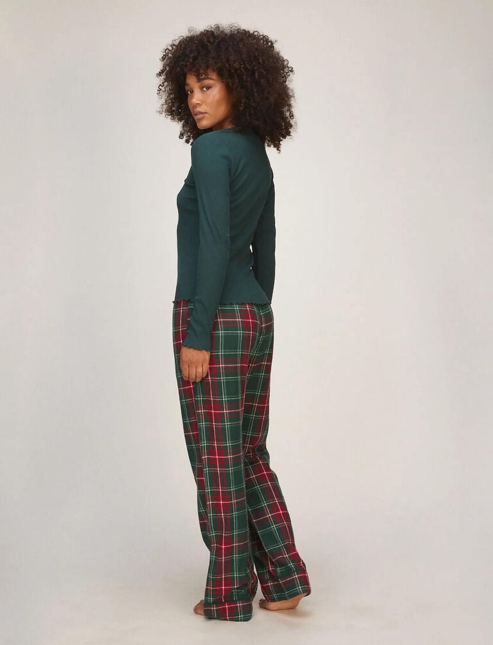 Hunkemöller - TOP LS JERSEY RIB LACE - oberteile - ponderosa pine - 5