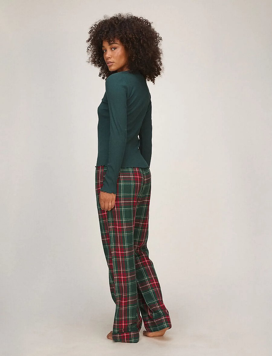 Hunkemöller - TOP LS JERSEY RIB LACE - oberteile - ponderosa pine - 5