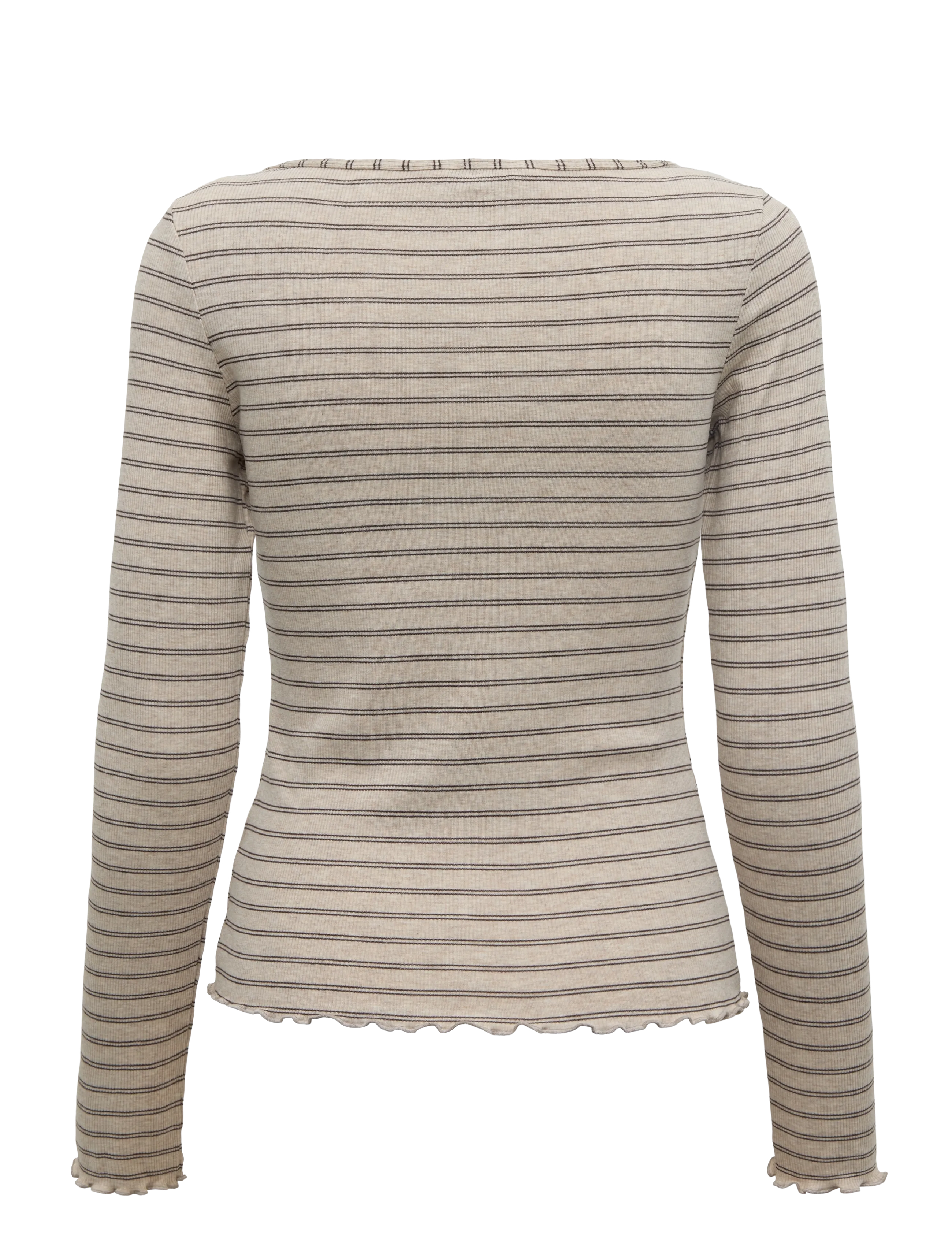 Hunkemöller - TOP LS BOAT JERSEY RIB STRIPE - oatmeal melee - 2