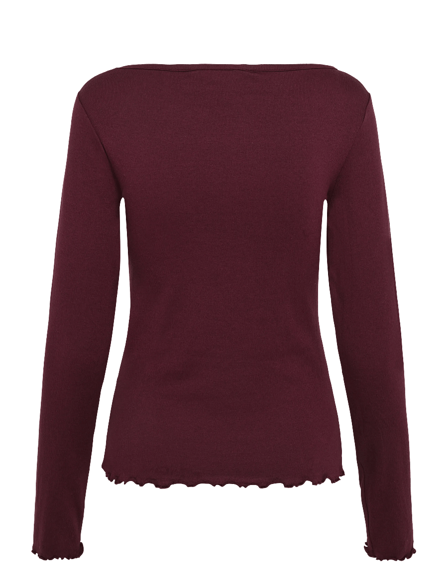 Hunkemöller - TOP LS BOAT JERSEY RIB - langärmlige tops - tawny port - 2