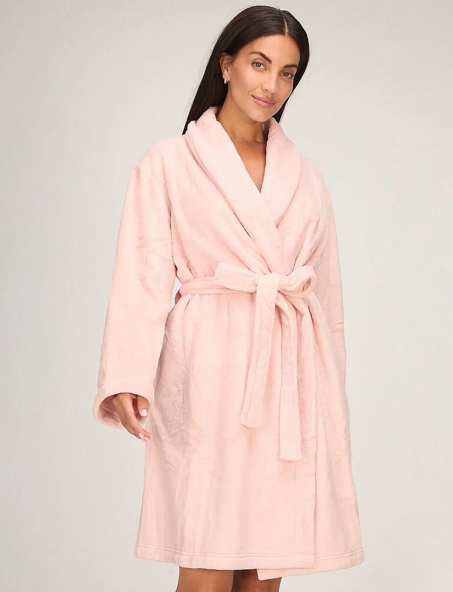 Hunkemöller - ROBE SHORT FLUFFY FLEECE - hommikumantlid - lotus - 0