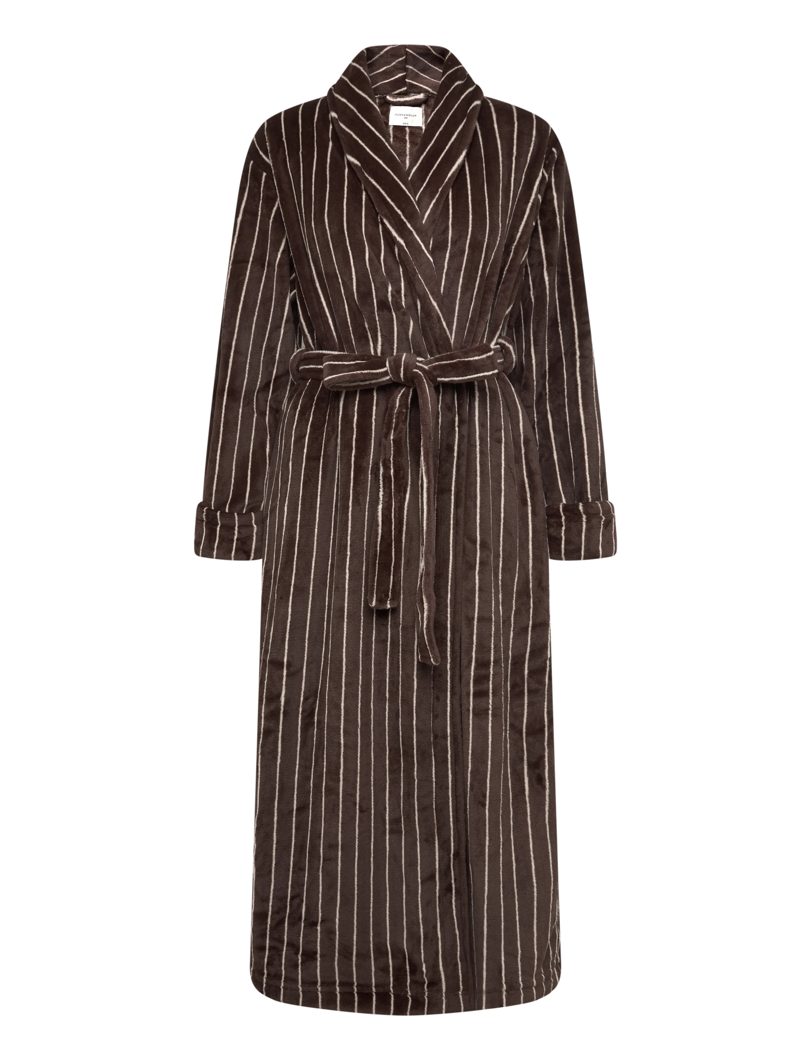 Hunkemöller ROBE LONG SOFT FLEECE STRIPE - Bademäntel - COFFEE BEAN / brown