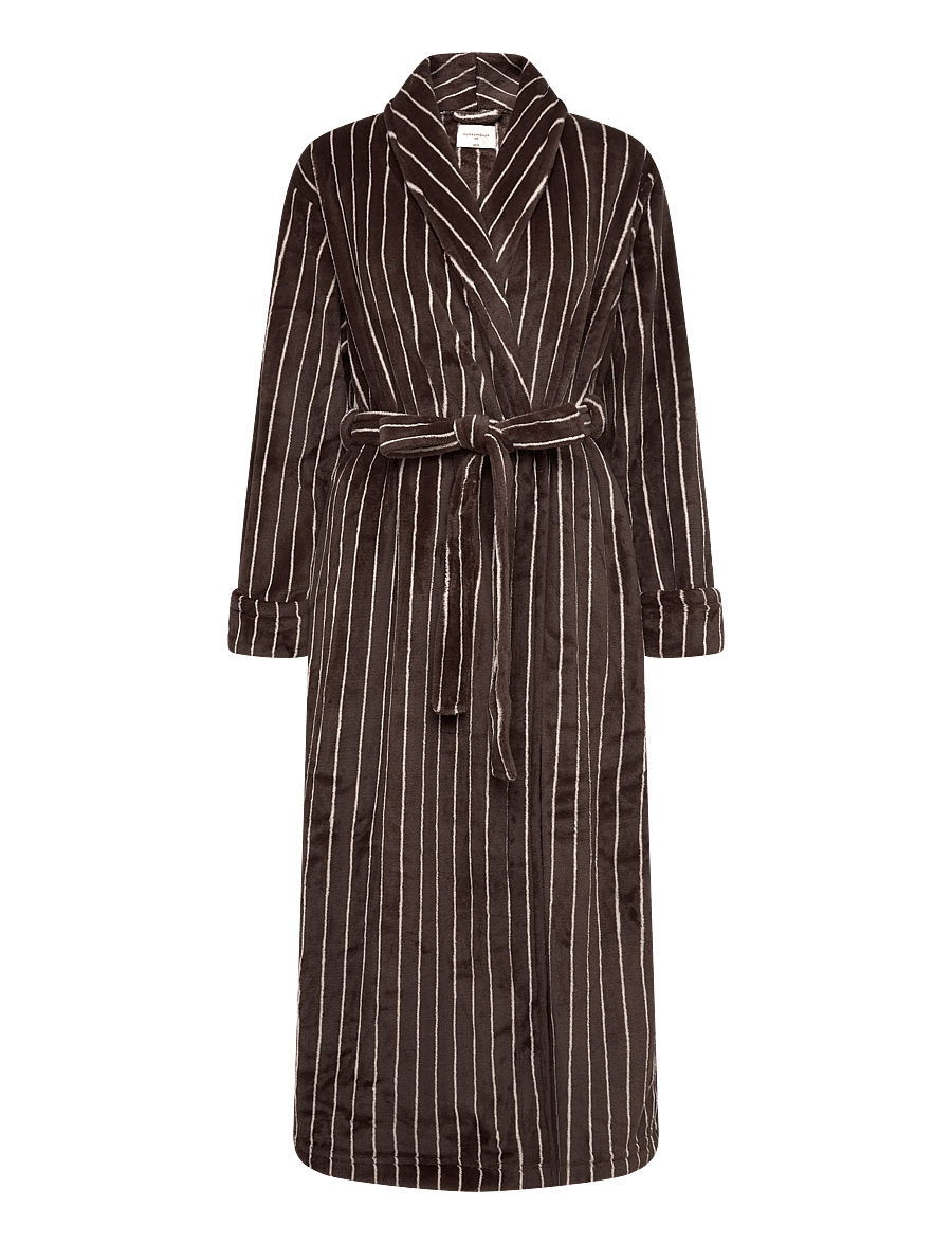 Hunkemöller - ROBE LONG SOFT FLEECE STRIPE - coffee bean - 1