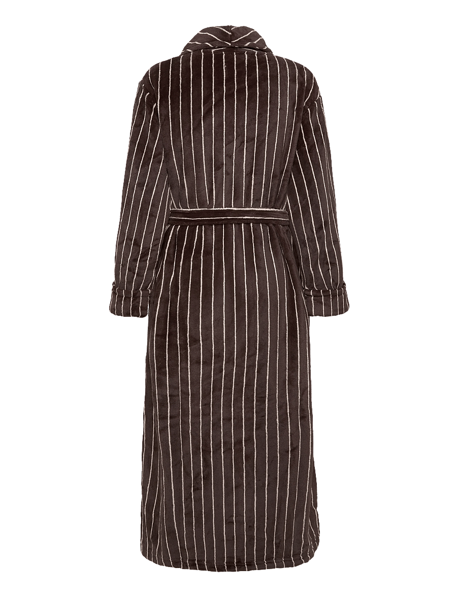 Hunkemöller - ROBE LONG SOFT FLEECE STRIPE - coffee bean - 2