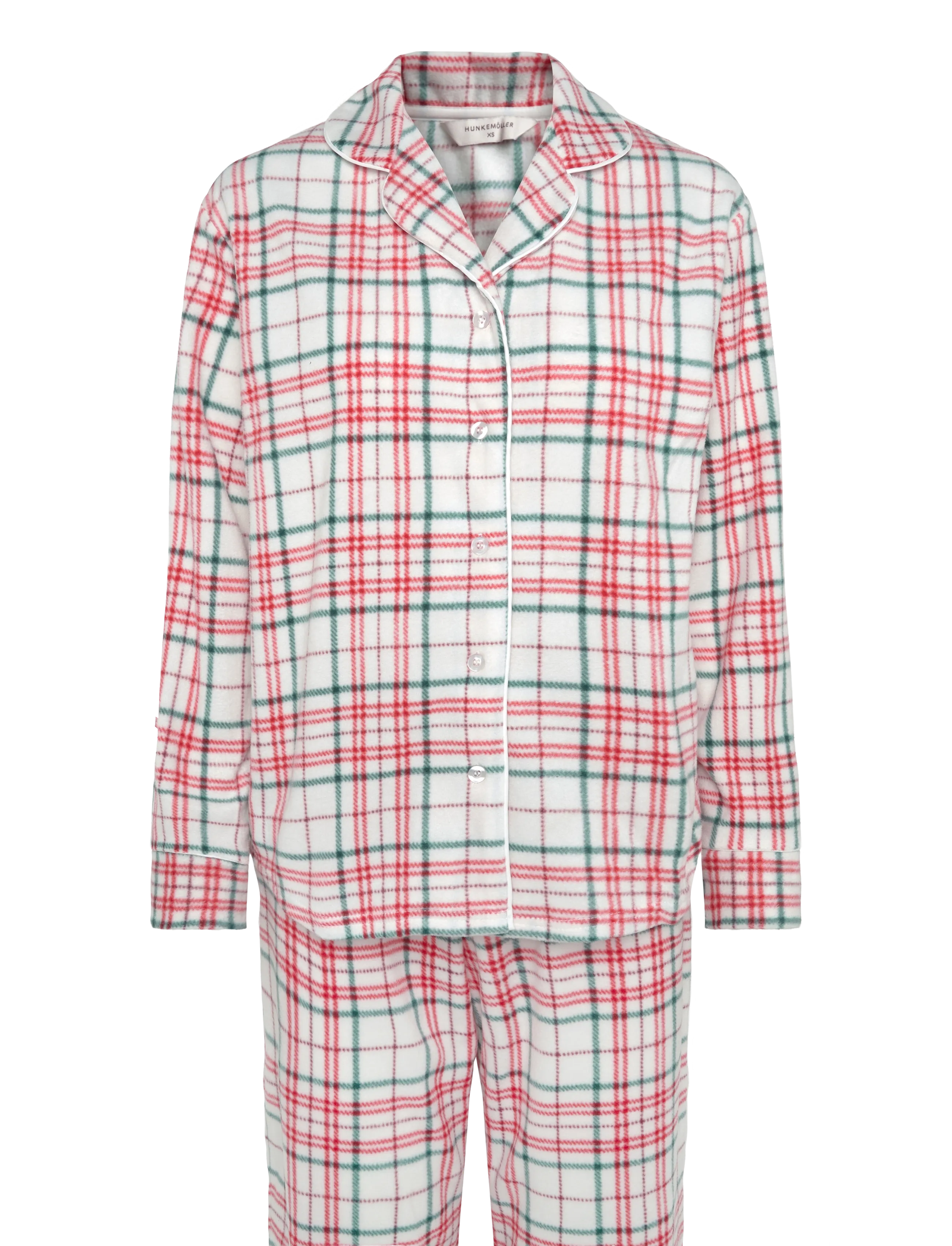 Hunkemöller PJ LS POLAR FLEECE CHECK - Pidžaamad - WHITE ALYSSUM / white