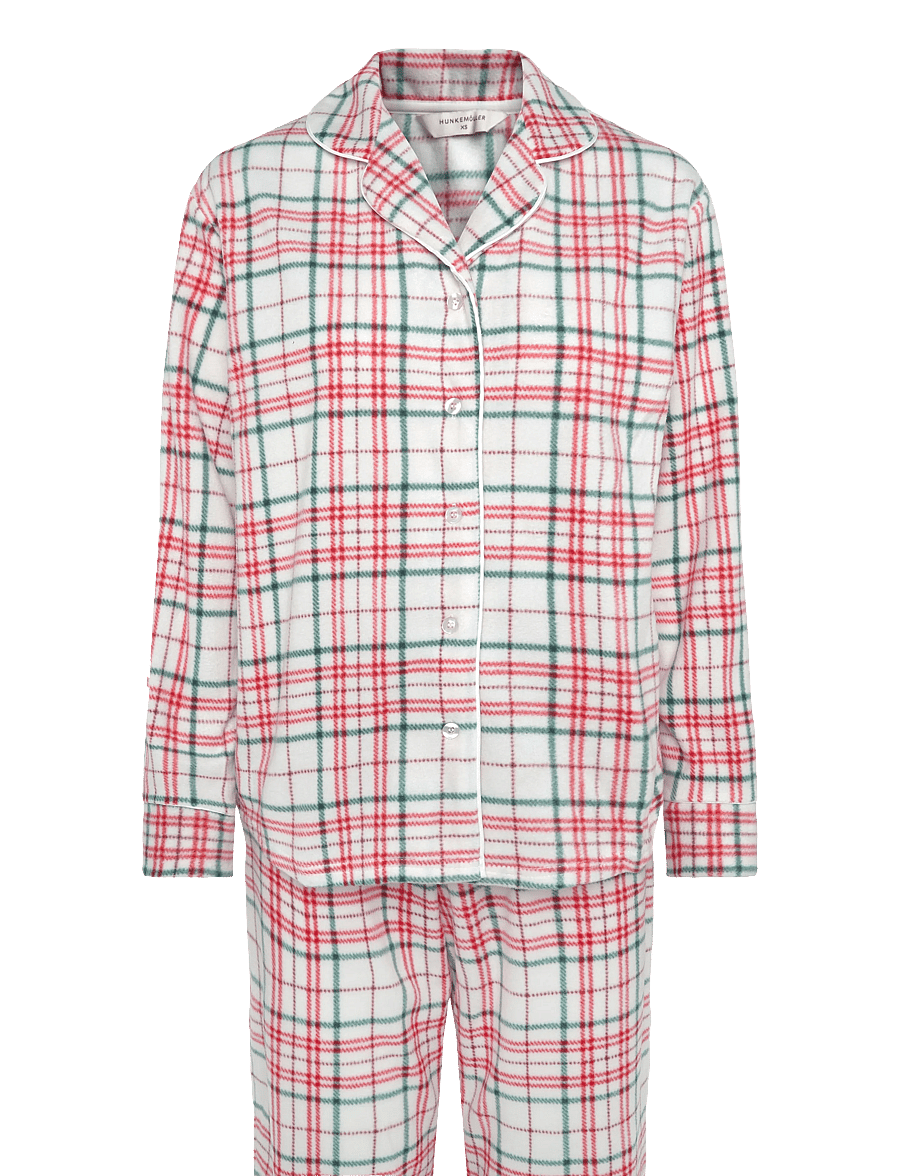 Hunkemöller - PJ LS POLAR FLEECE CHECK - pyjamas - white alyssum - 1