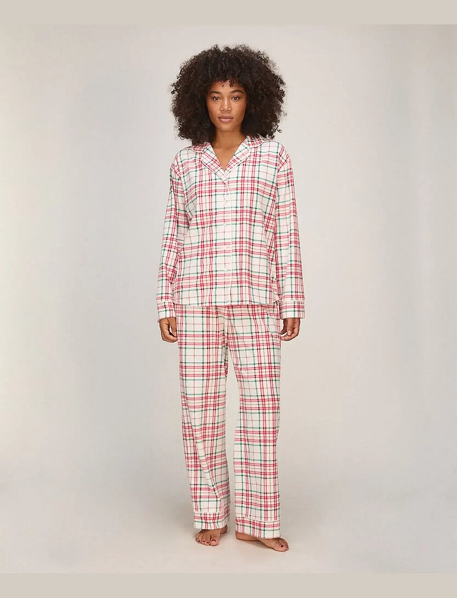 Hunkemöller - PJ LS POLAR FLEECE CHECK - pyjamas - white alyssum - 0