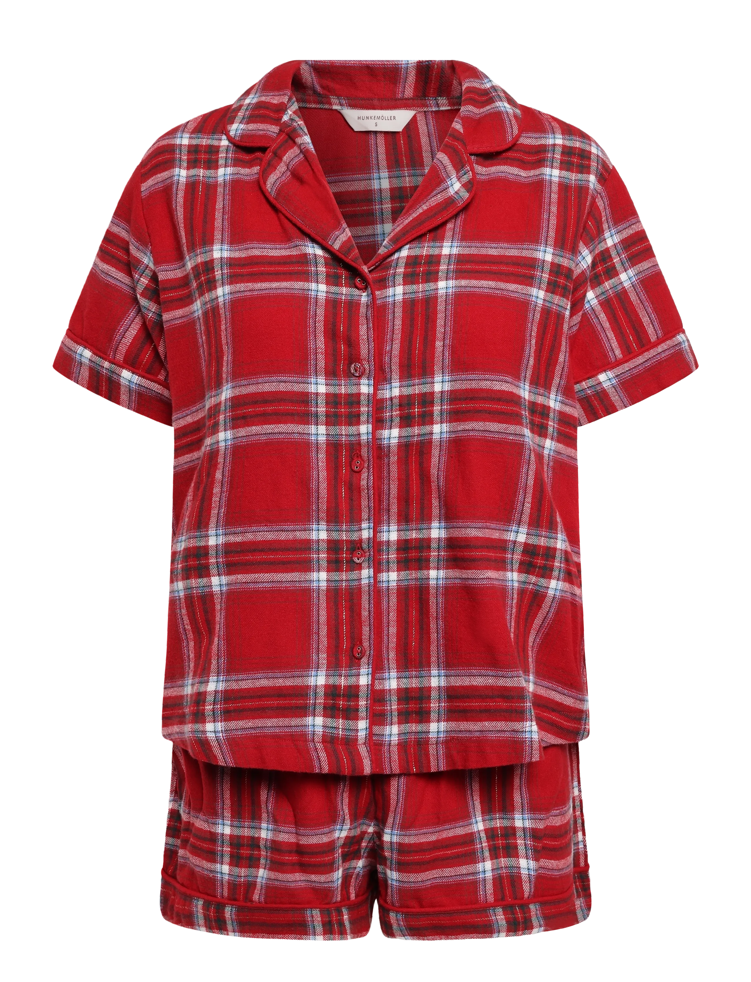 Hunkemöller PJ SHORT FLANNEL TWILL CHECK - Shorts - SAVVY RED / red