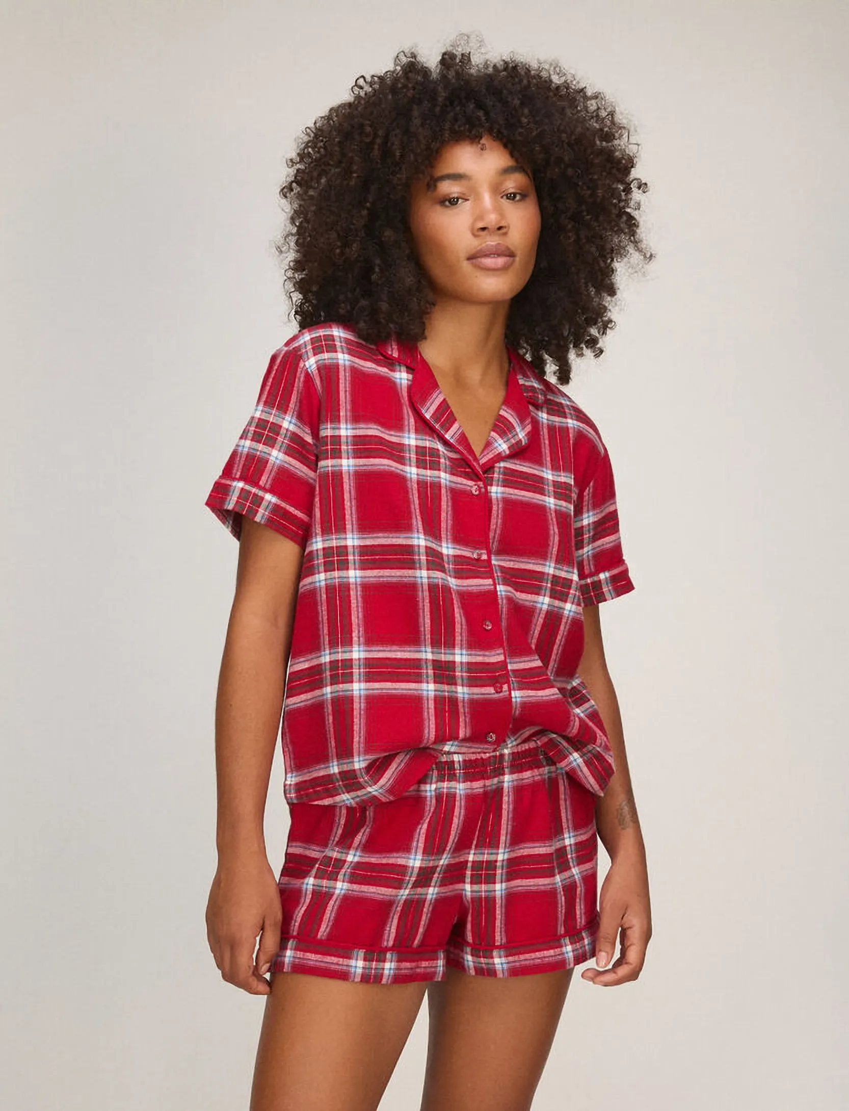 Hunkemöller - PJ SHORT FLANNEL TWILL CHECK - die niedrigsten preise - savvy red - 0