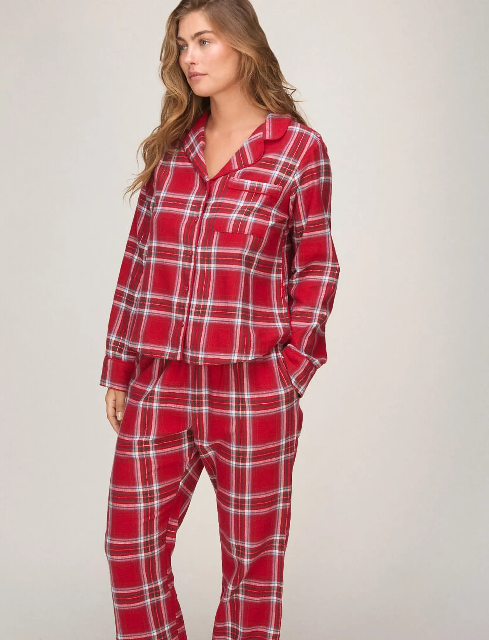 Hunkemöller - PANT FLANNEL STRAIGHT CHECK - straight leg trousers - savvy red - 4