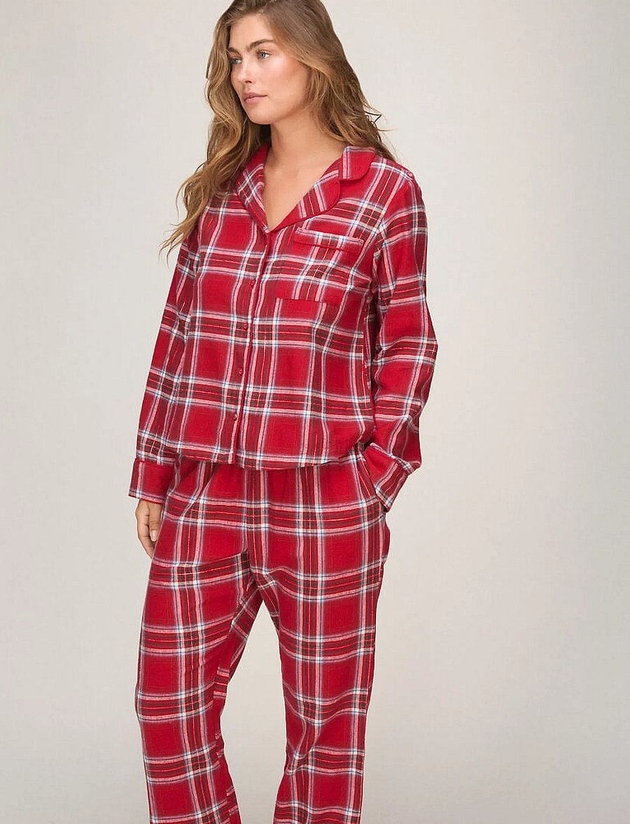 Hunkemöller - PANT FLANNEL STRAIGHT CHECK - straight leg trousers - savvy red - 4