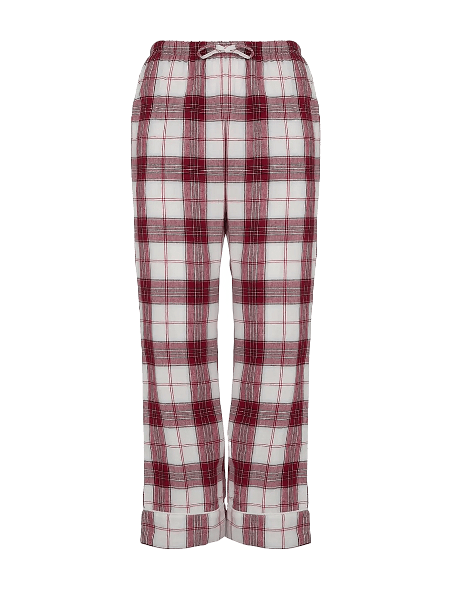 Hunkemöller - PANT FLANNEL STRAIGHT CHECK - straight leg trousers - gardenia - 1