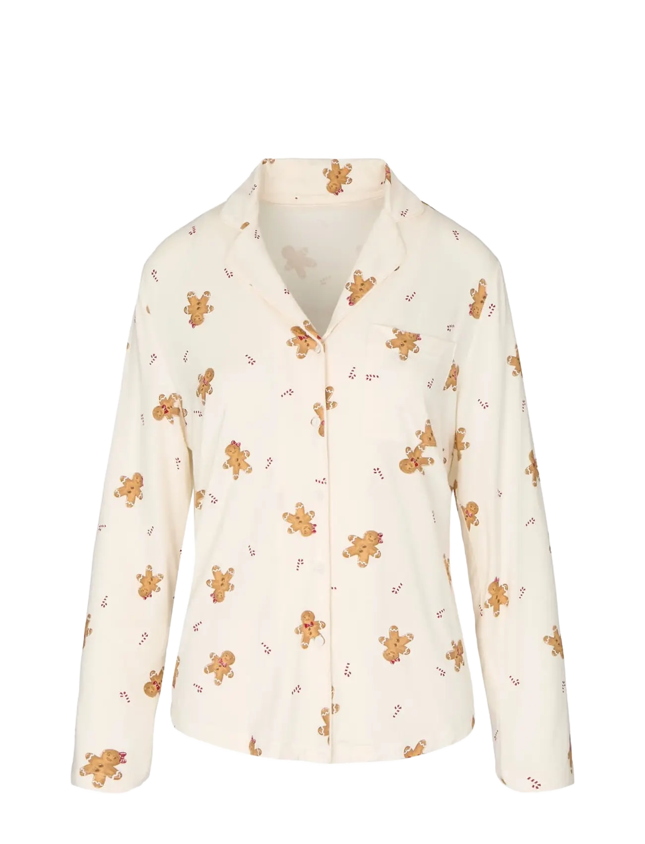 Hunkemöller JACKET LS JERSEY ESS PRINT - Blouses & Shirts - GARDENIA / cream