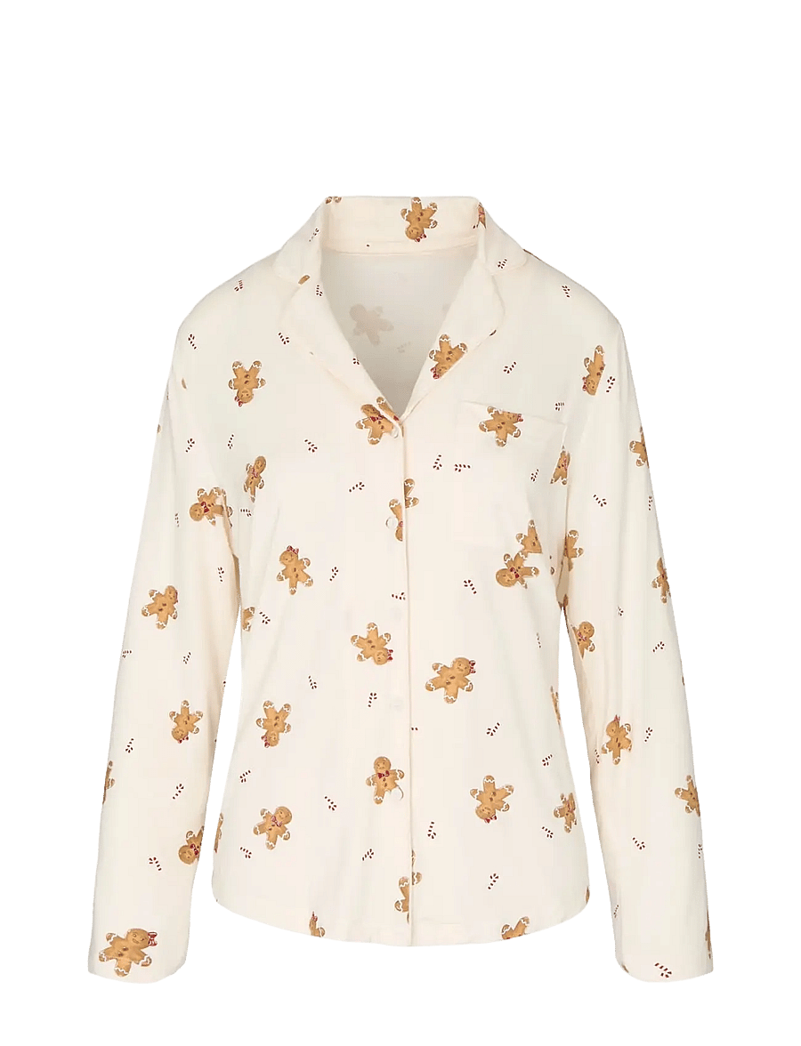 Hunkemöller - JACKET LS JERSEY ESS PRINT - long-sleeved shirts - gardenia - 1