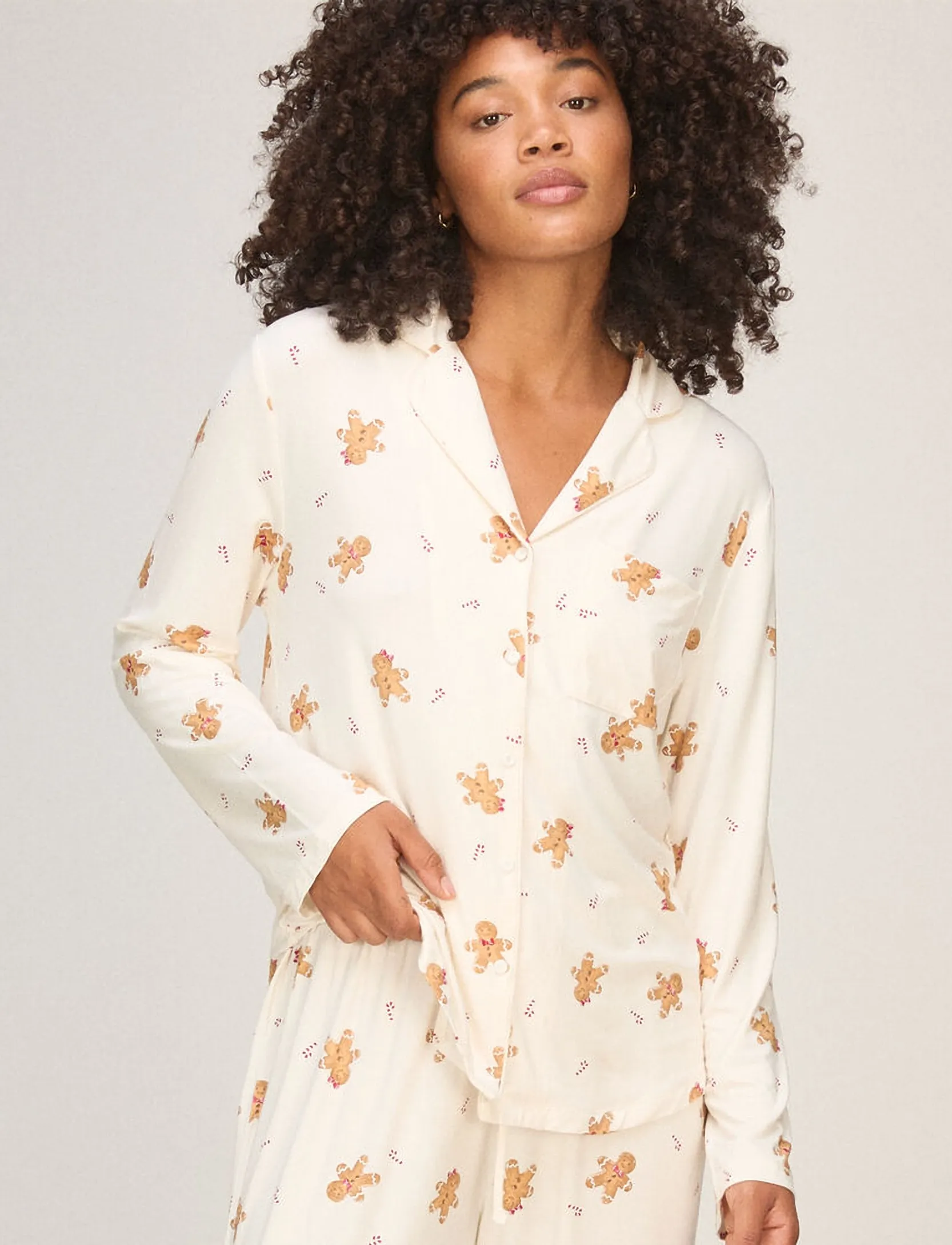 Hunkemöller - JACKET LS JERSEY ESS PRINT - long-sleeved shirts - gardenia - 0