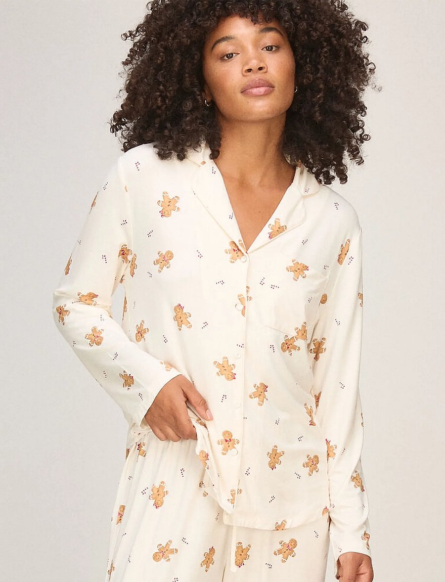 Hunkemöller - JACKET LS JERSEY ESS PRINT - long-sleeved shirts - gardenia - 0