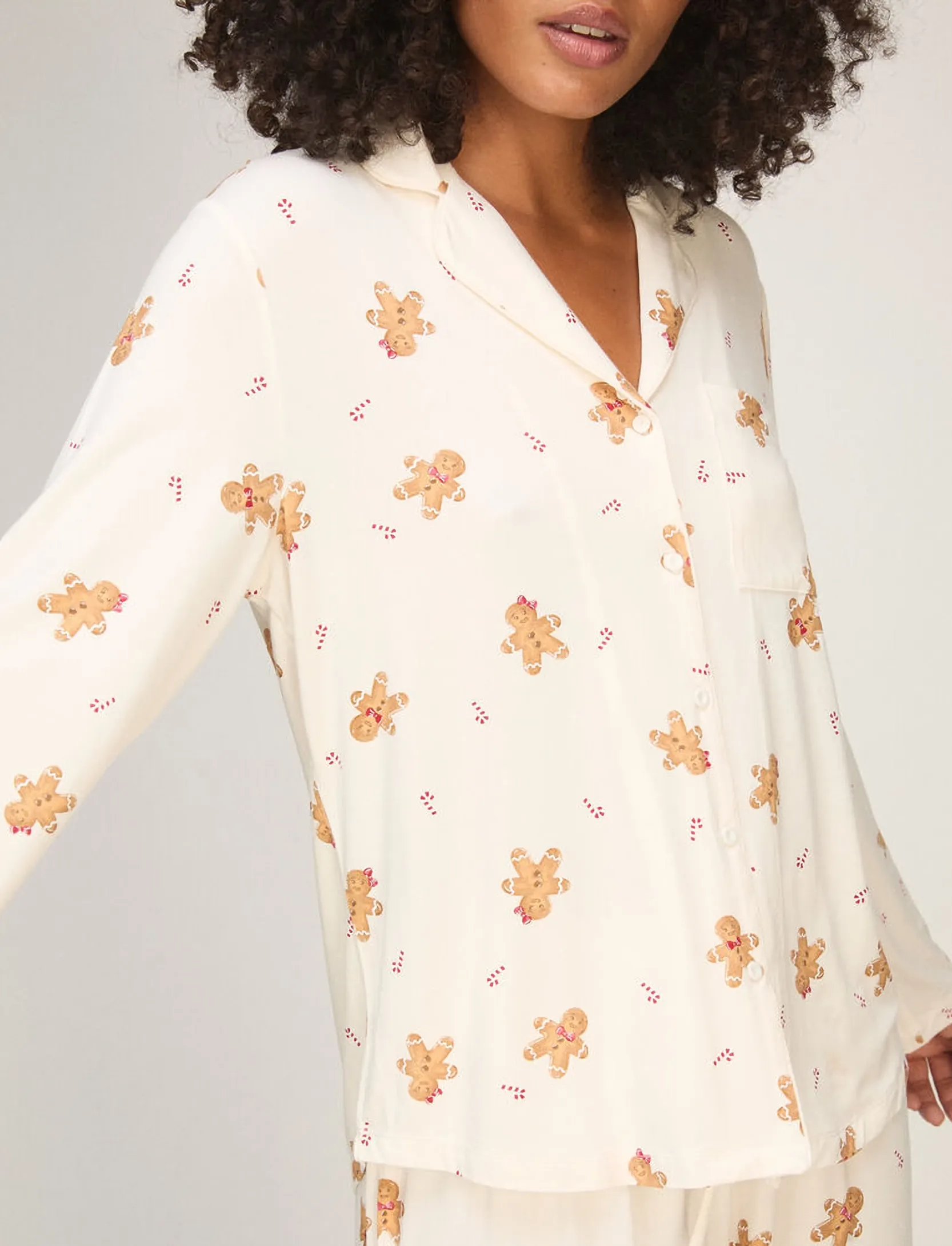 Hunkemöller - JACKET LS JERSEY ESS PRINT - long-sleeved shirts - gardenia - 3