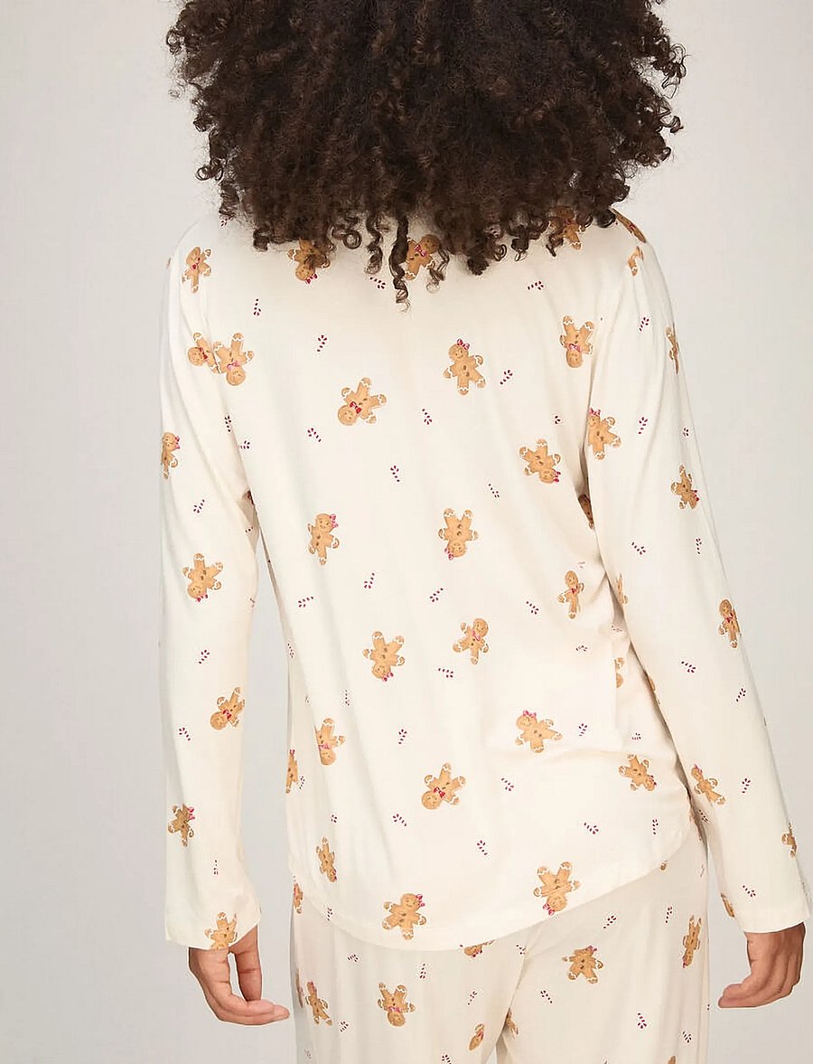 Hunkemöller - JACKET LS JERSEY ESS PRINT - long-sleeved shirts - gardenia - 4