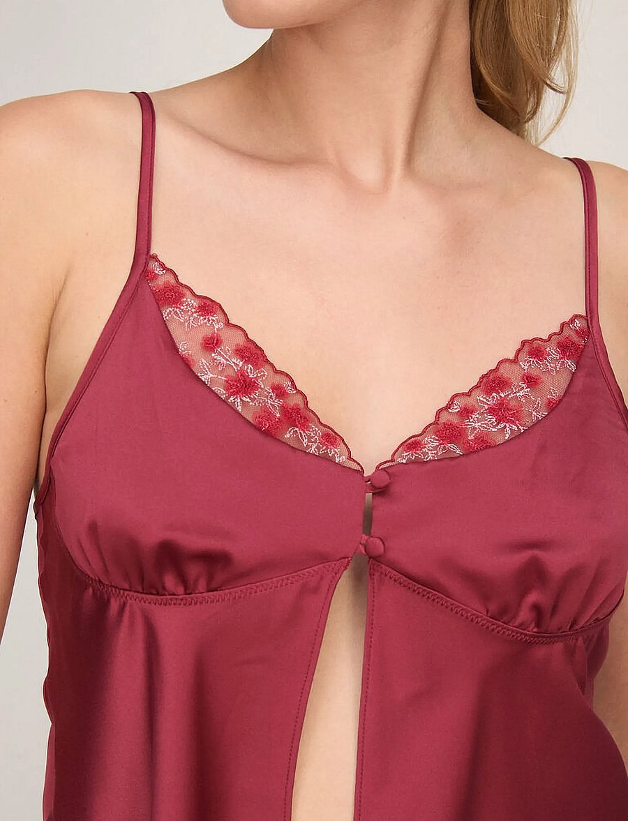 Hunkemöller - CAMI SATIN EMB CHLOE - oberteile - cabernet - 2