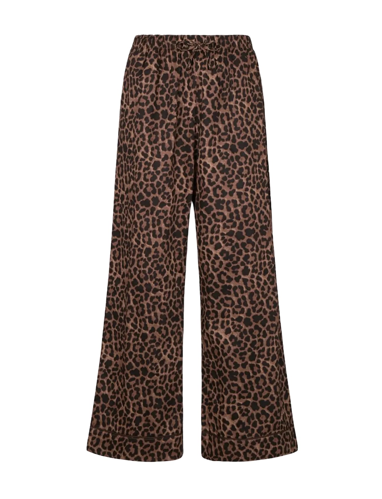 Hunkemöller - PANT CO SATIN LEOPARD - hosen mit weitem bein - black - 1