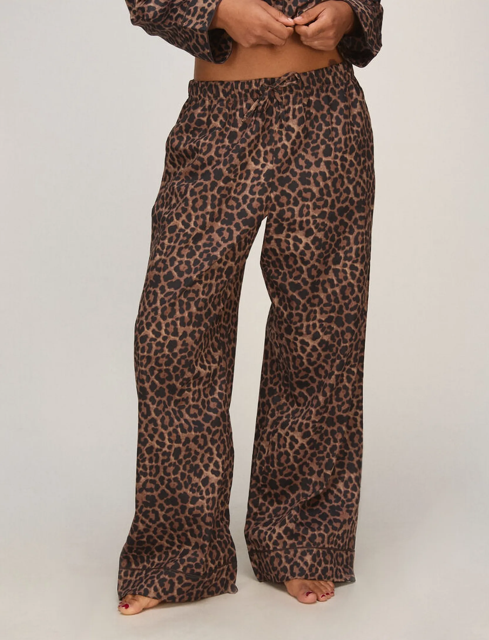 Hunkemöller PANT CO SATIN LEOPARD - Transitional Layering - BLACK / black
