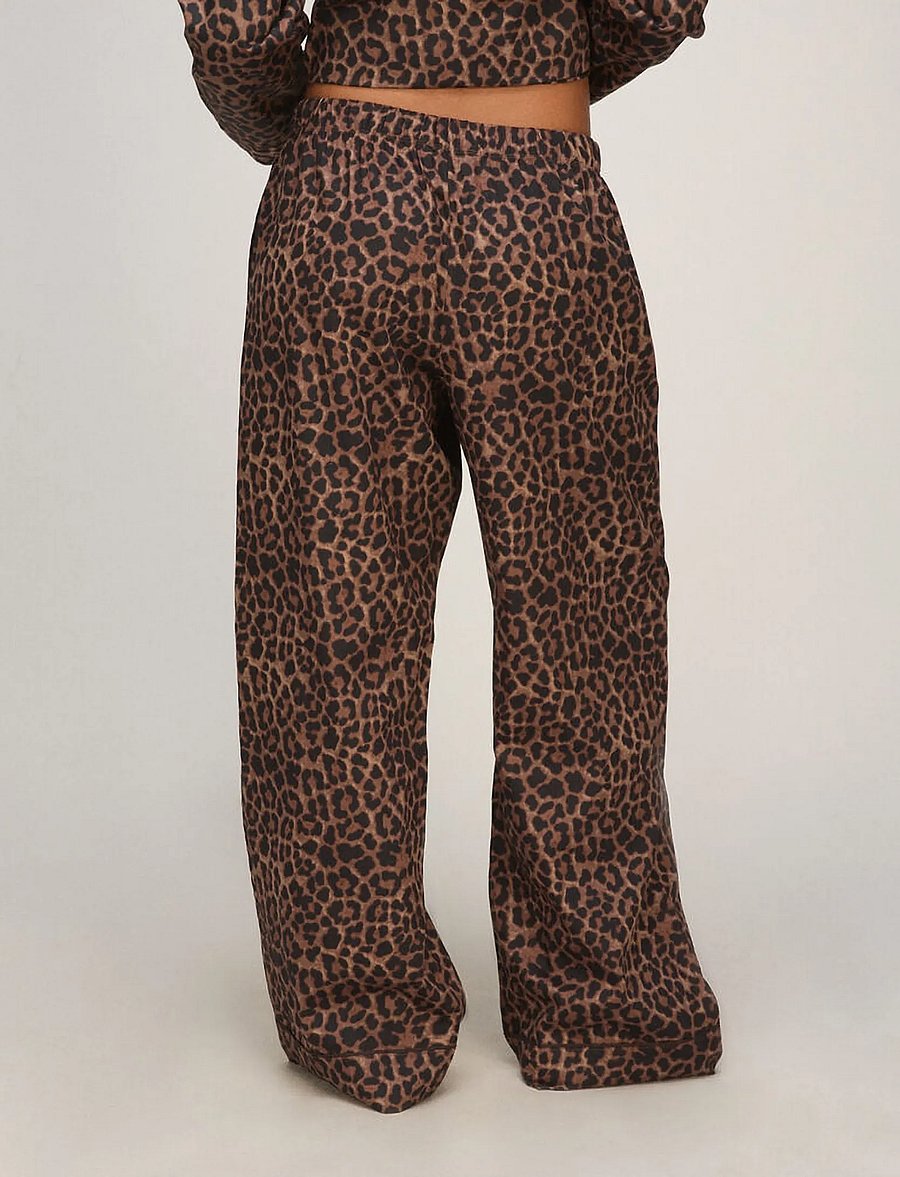 Hunkemöller - PANT CO SATIN LEOPARD - hosen mit weitem bein - black - 3